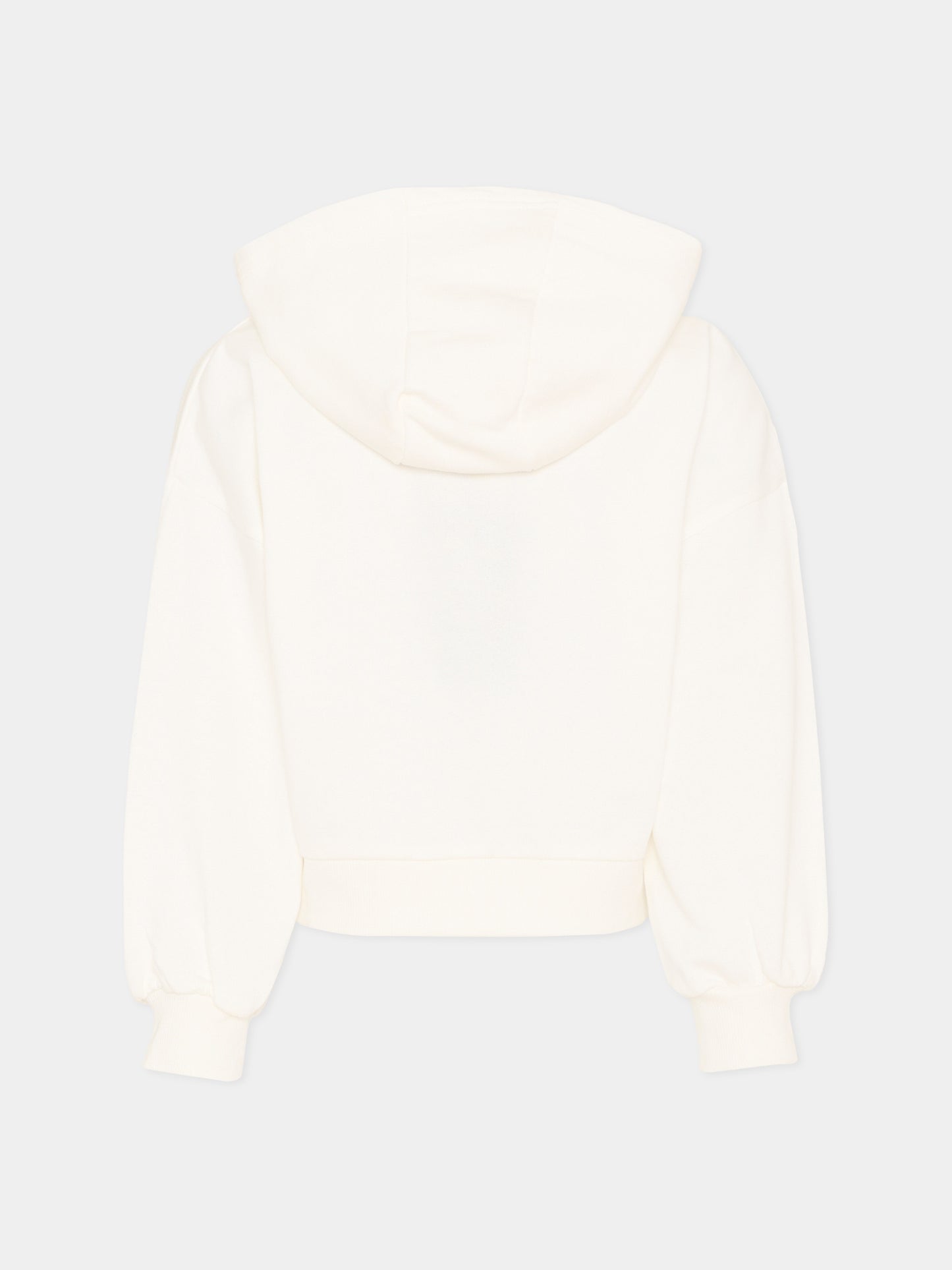 Felpa bianca crop per bambina con papavero,Kenzo Kids,K61805 117