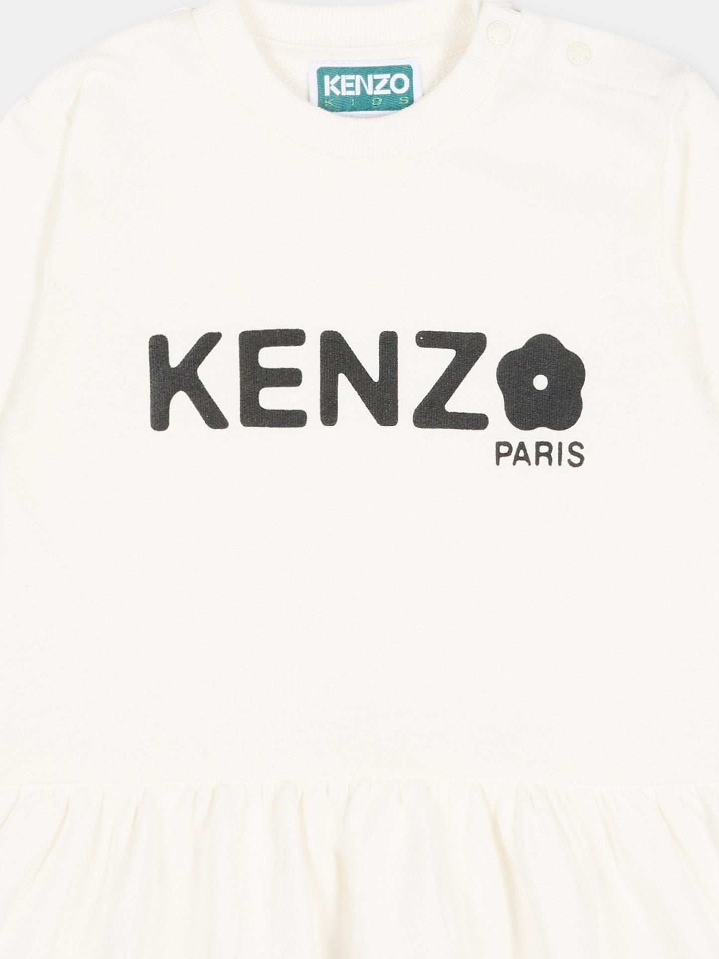 Vestito avorio per neonata con logo,Kenzo Kids,K61812 117