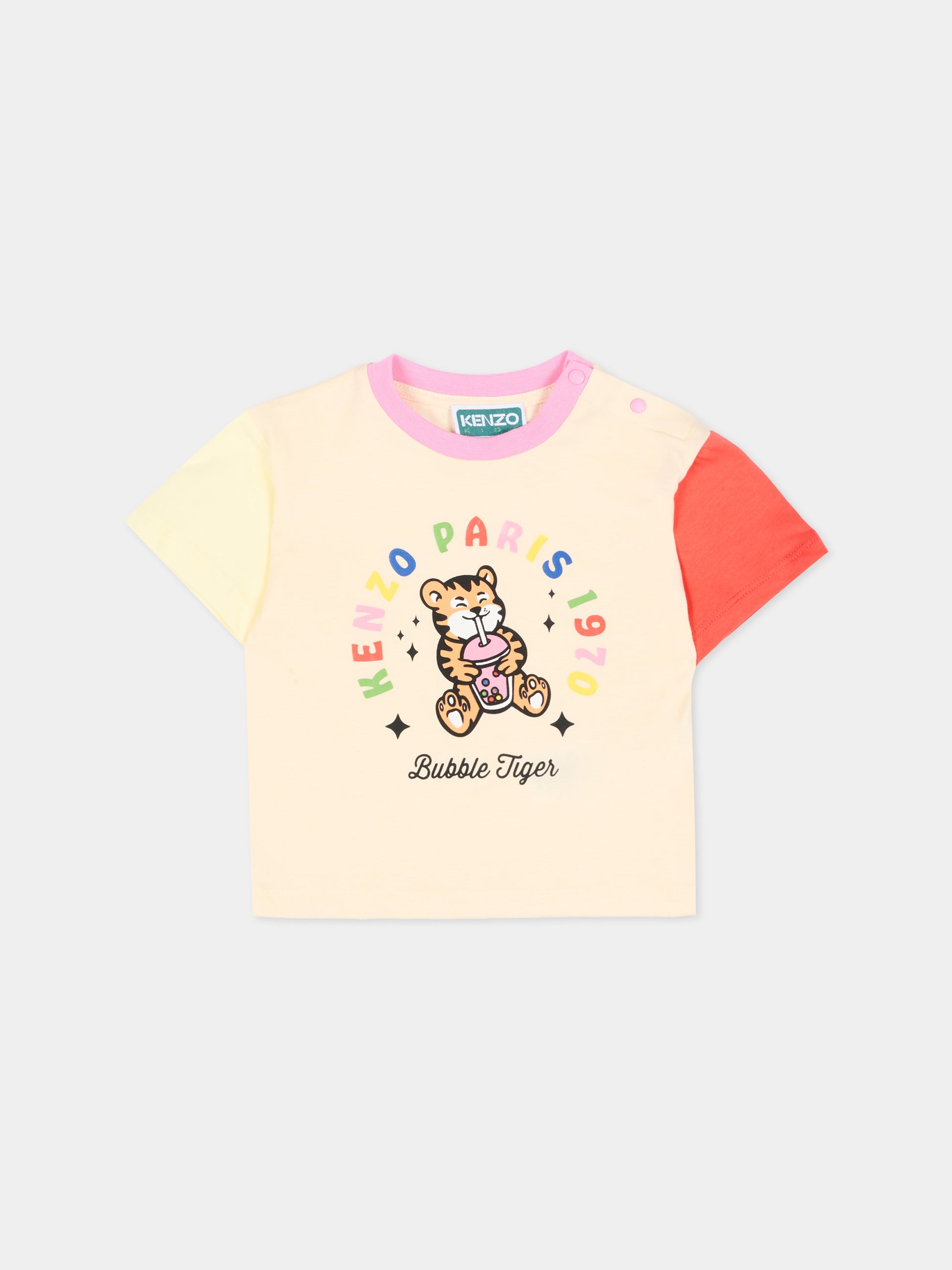 T-shirt multicolor per neonata con logo,Kenzo Kids,K61815 208