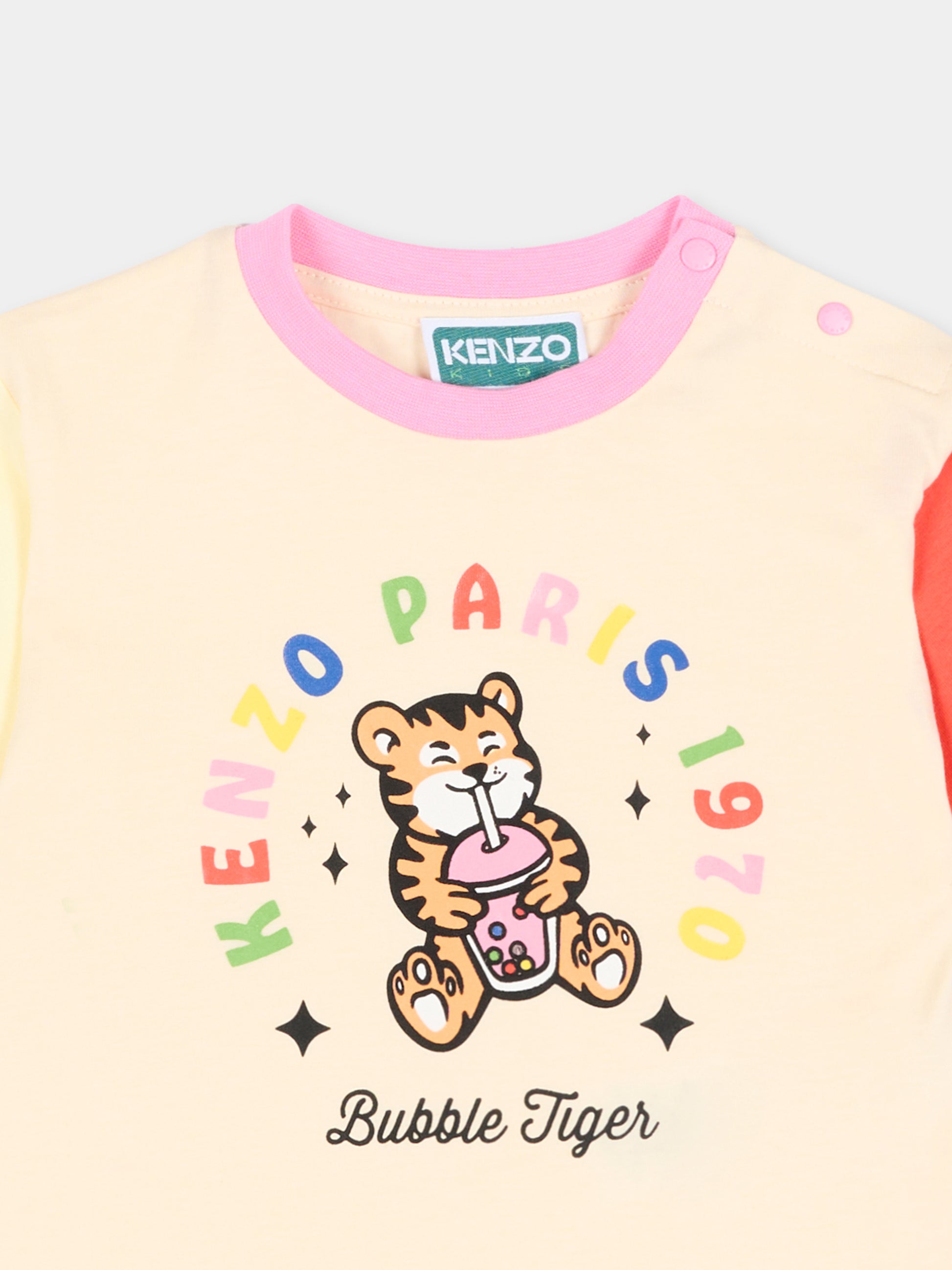 T-shirt multicolor per neonata con logo,Kenzo Kids,K61815 208