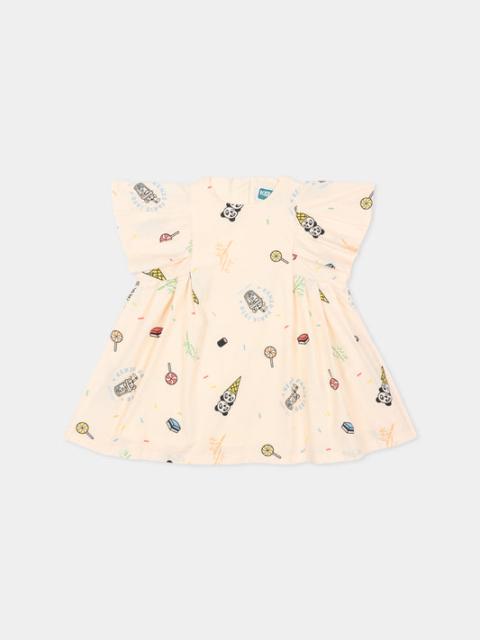 Vestito rosa per neonata con stampa gelati,Kenzo Kids,K61817 208