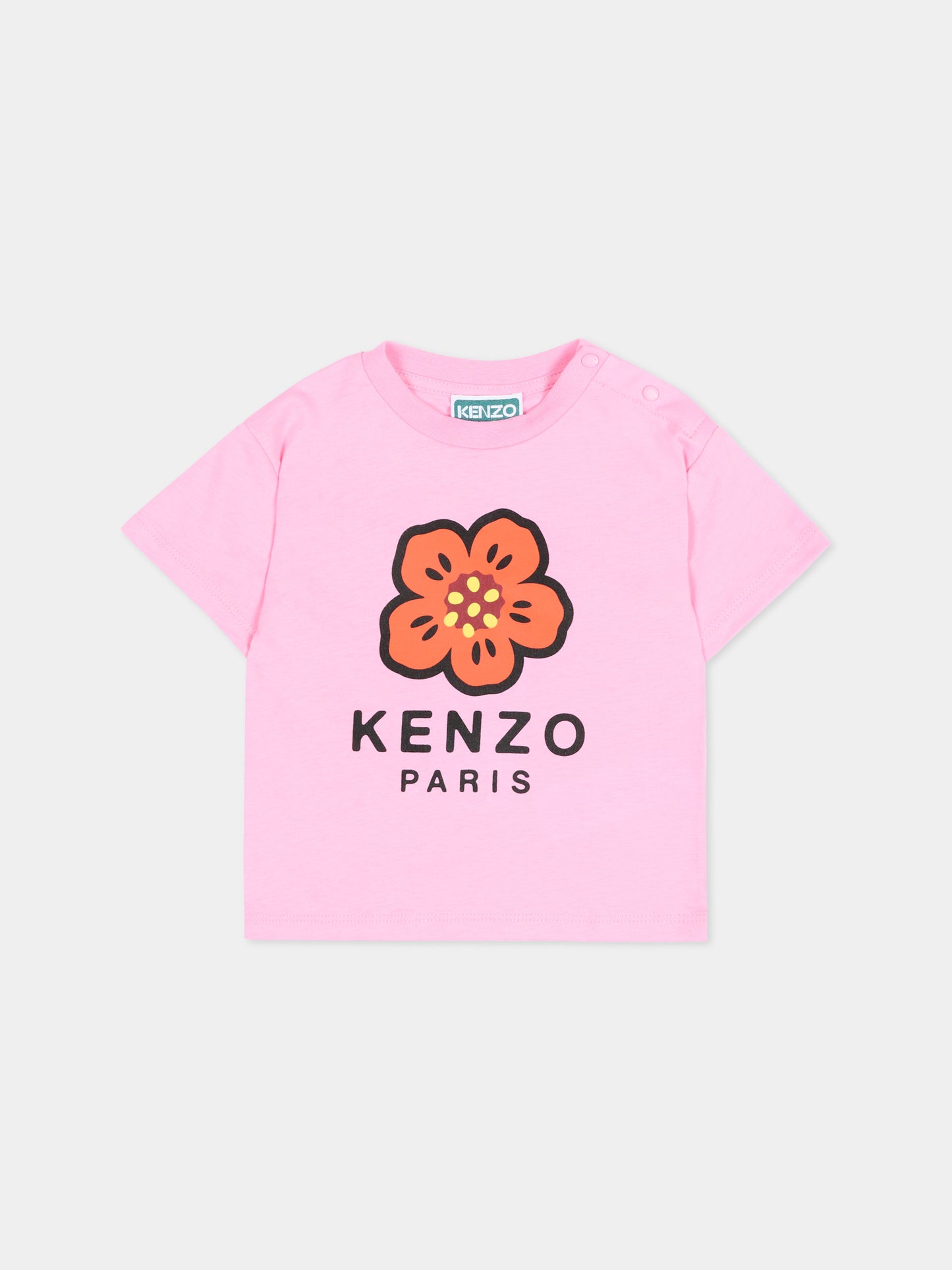 T-Shirt rosa per neonata con fiore Boke,Kenzo Kids,K61818 47F