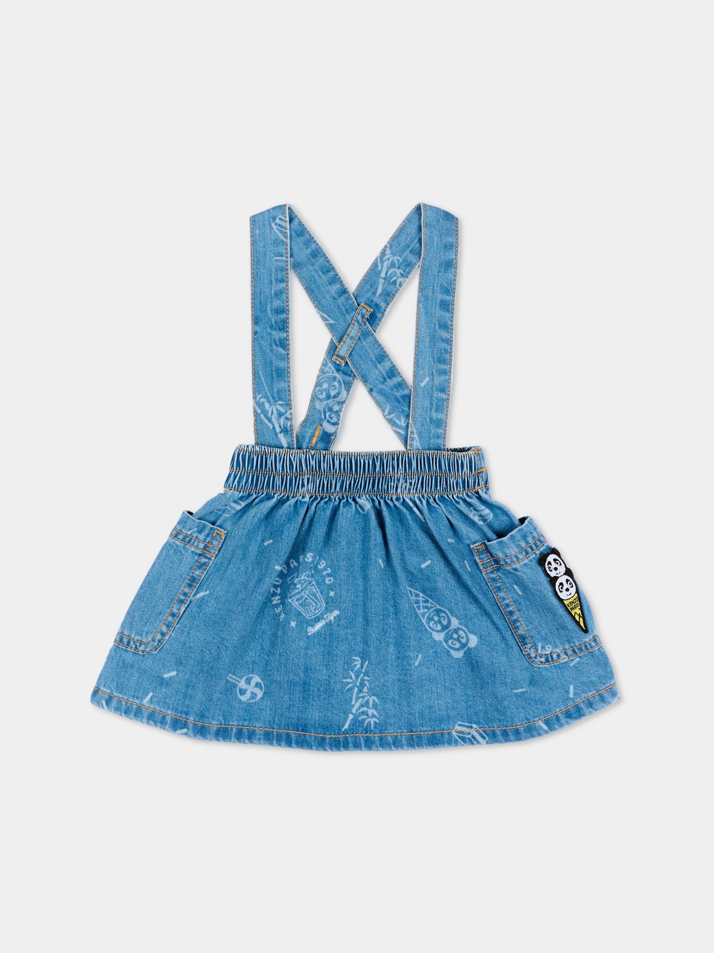 Gonna denim per neonata con bretelle,Kenzo Kids,K61822 Z45