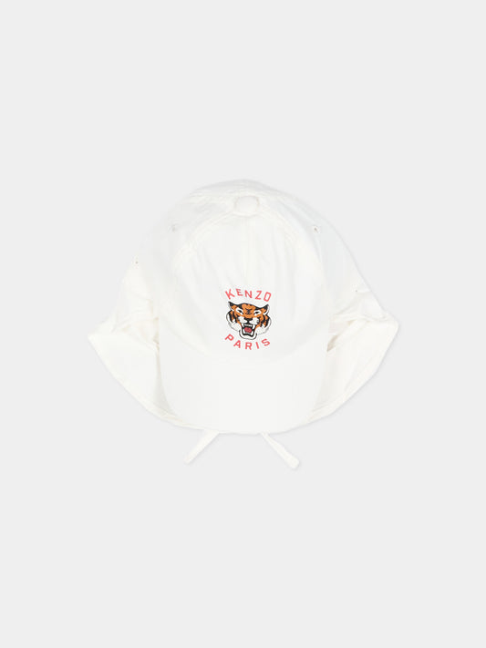 Cappello bianco per bambini con logo Tiger,Kenzo Kids,K61883 117
