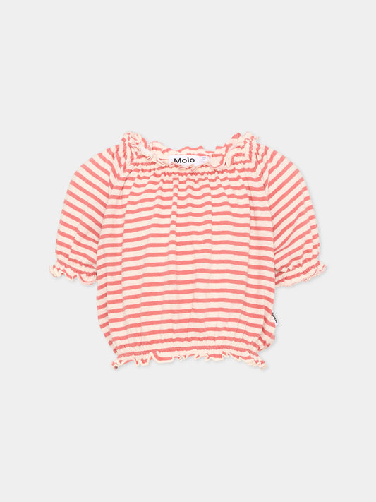 T-shirt rossa Rafaela per bambina a righe,Molo,2S26A208 9583