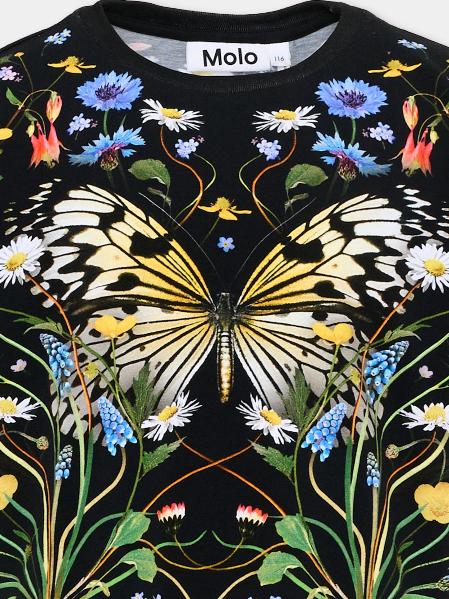 T-Shirt nera Raeesa per bambina con stampa floreale,Molo,2S26A209 5231