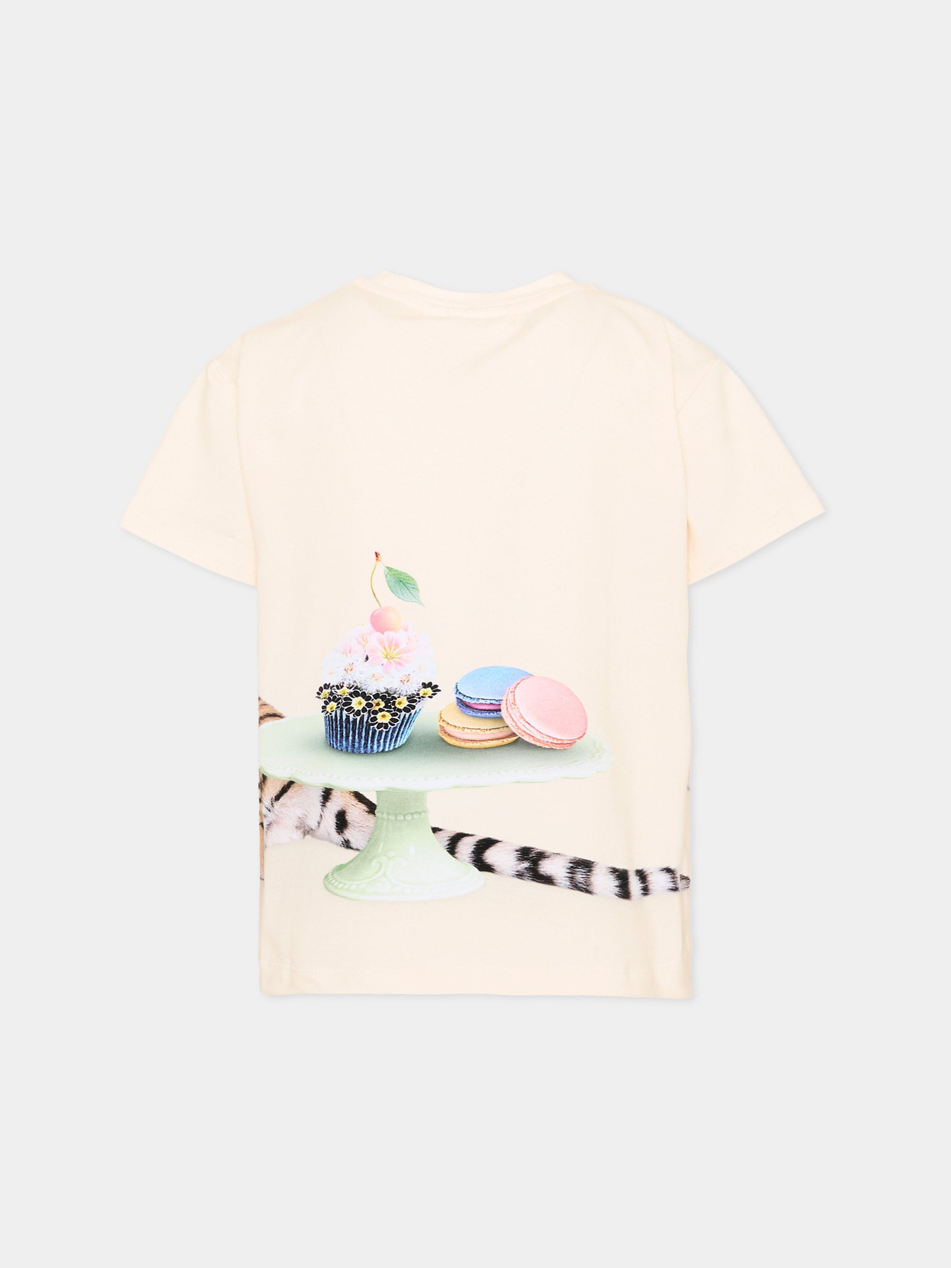 T-Shirt beige Rie per bambina con tigre,Molo,2S26A216 5236