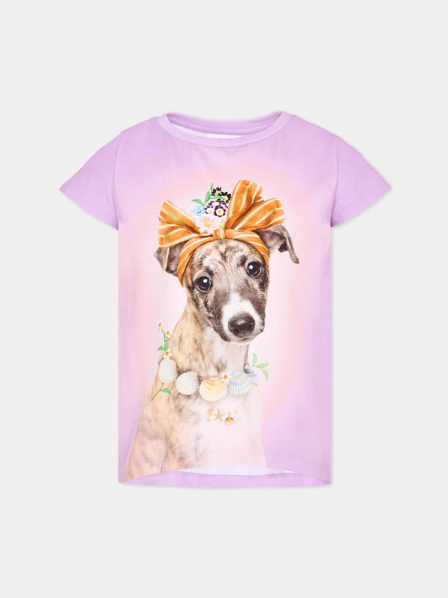 T-shirt lilla Ragnhilde per bambina con stampa cane,Molo,2S26A232 5698