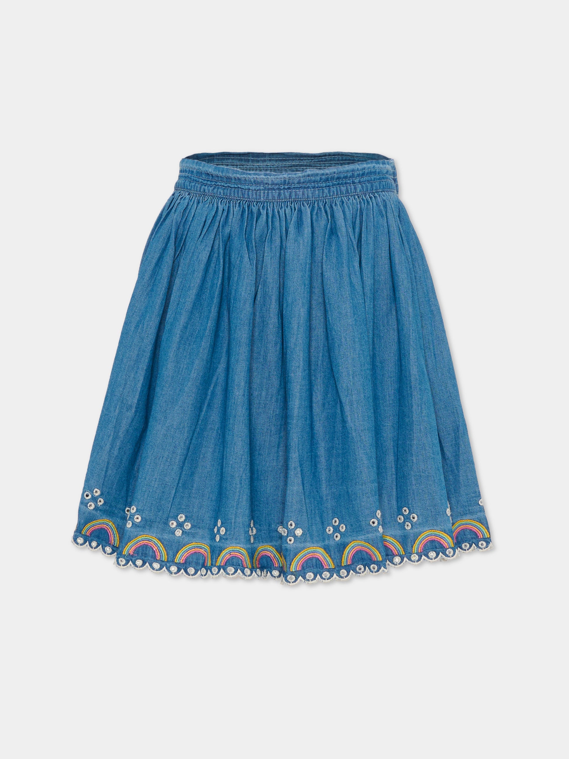 Gonna Bernie denim per bambina con arcobaleno ricamato,Molo,2S26D111 9844