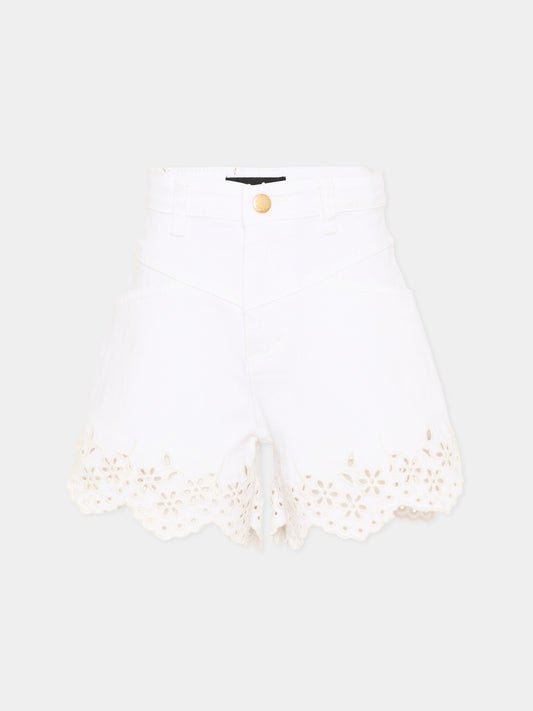 Shorts bianchi Adalyn per bambina con ricami,Molo,2S26H116 5636