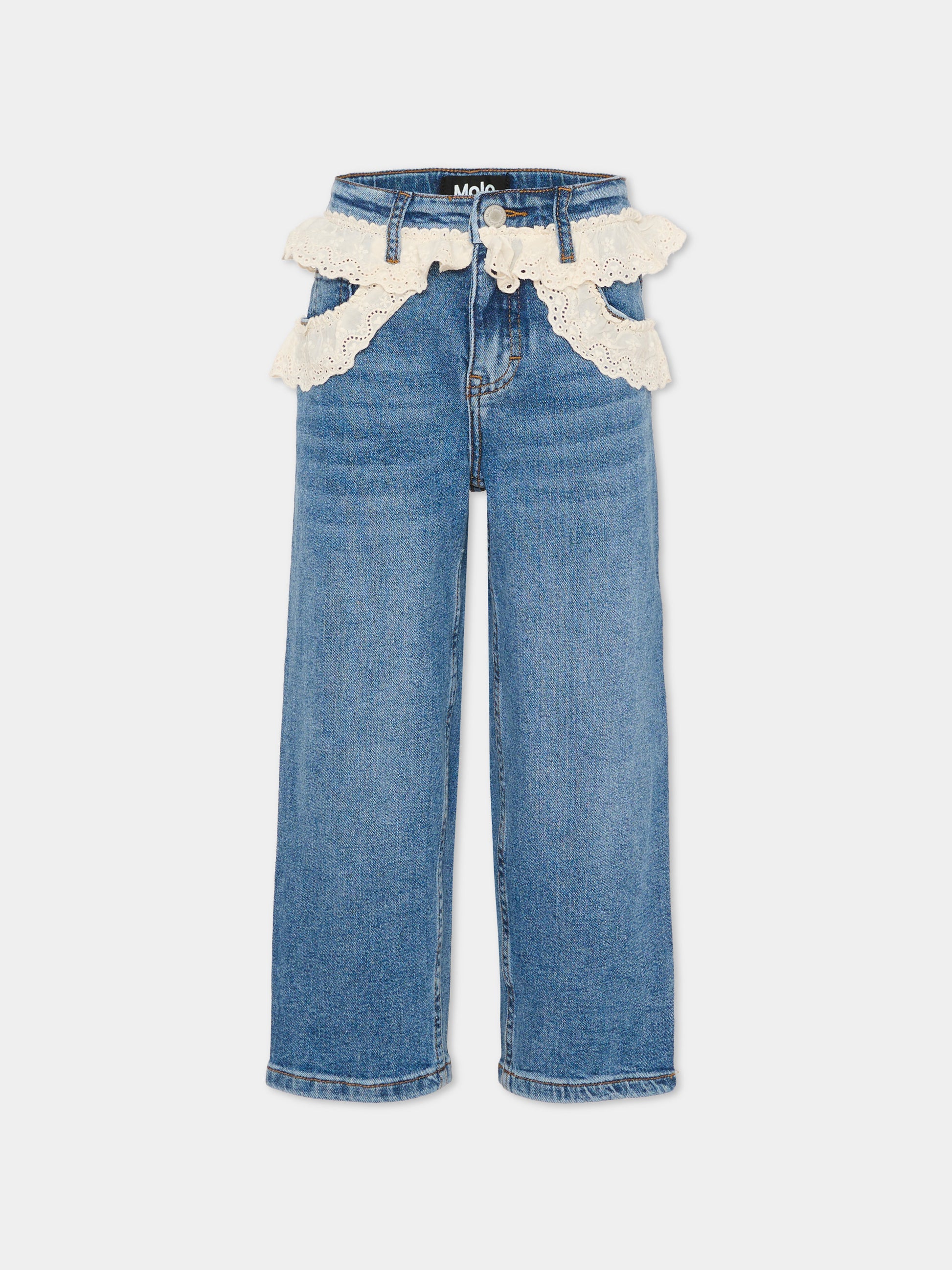 Jeans Aiden denim per bambina con pizzo,Molo,2S26I110 9478