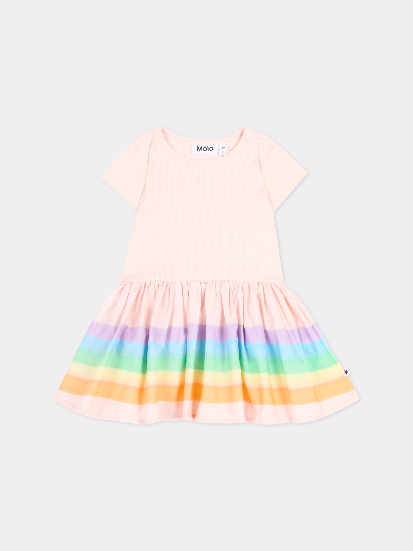 Vestito rosa Carin per neonata a righe arcobaleno,Molo,4S26E108 9809