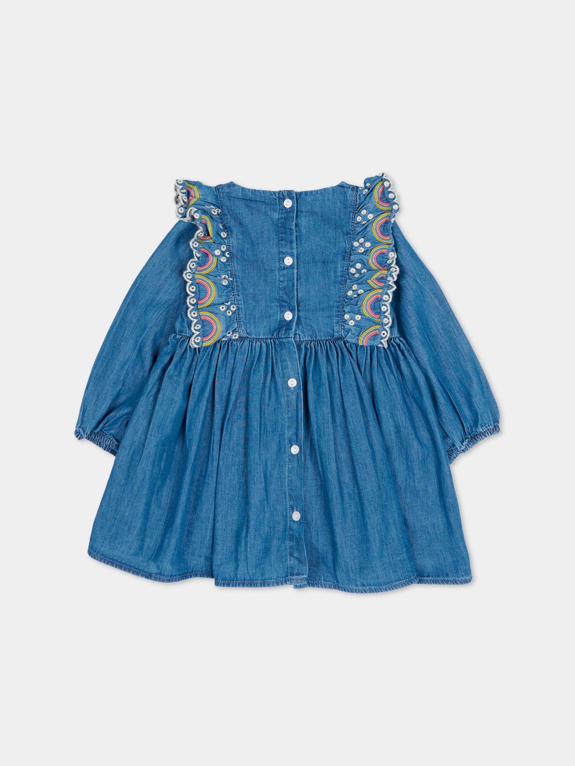 Vestito Carlene denim per neonata con arcobaleno ricamato,Molo,4S26E203 9844