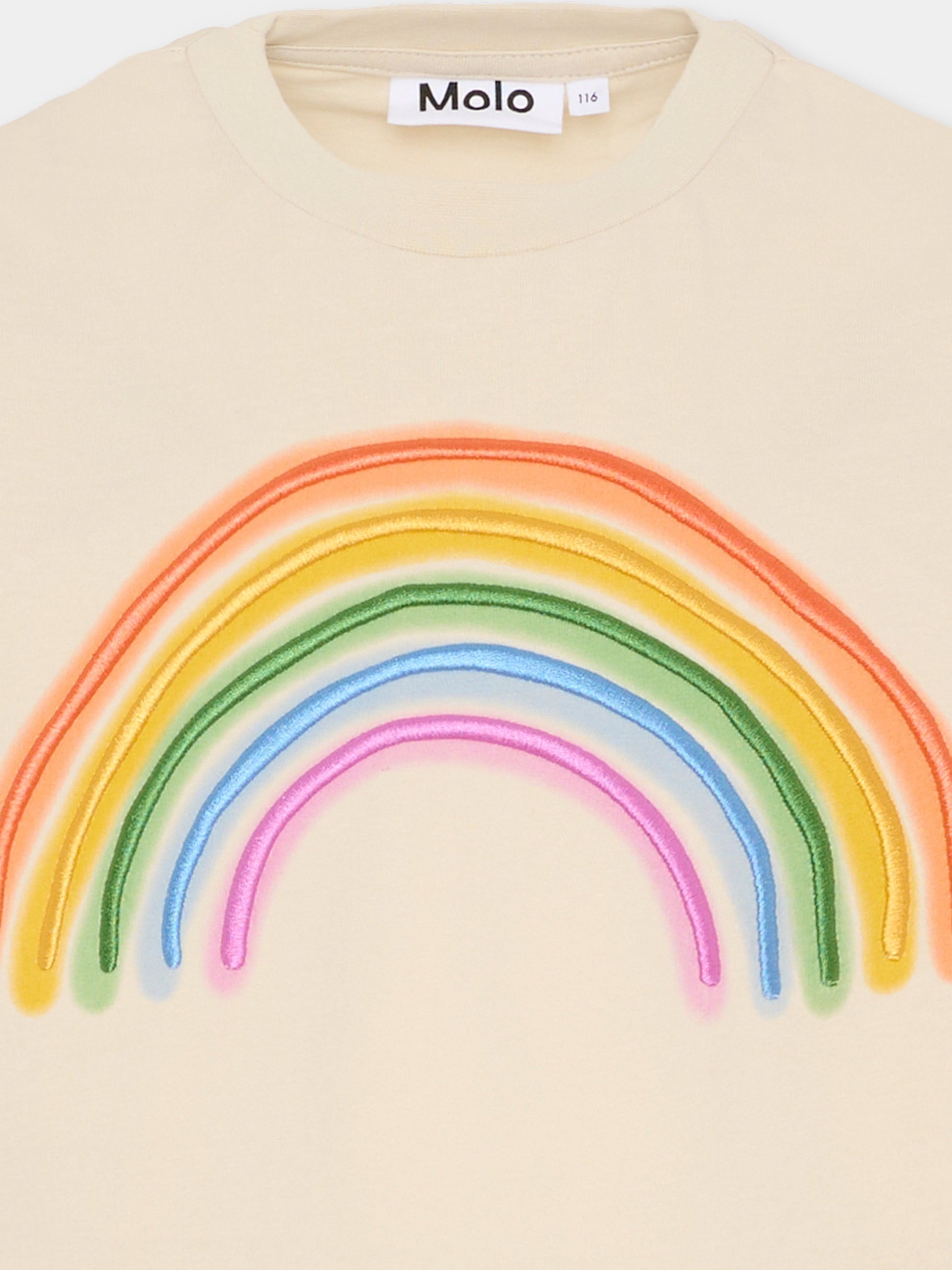 T-shirt Riley beige per bambini con arcobaleno,Molo,6S26A207 9821