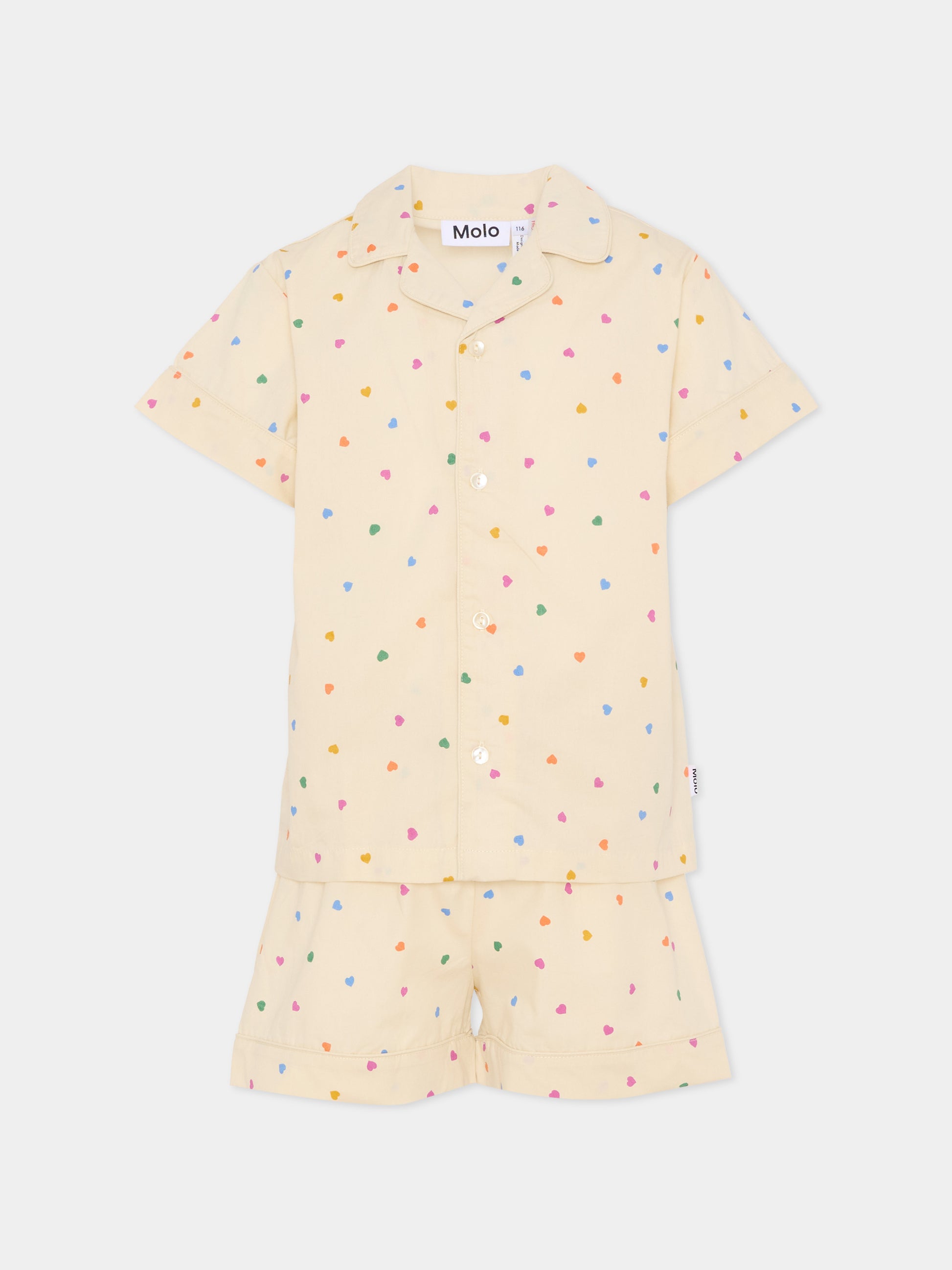 Pigiama Lexi beige per bambina con cuori,Molo,6S26R503 9537