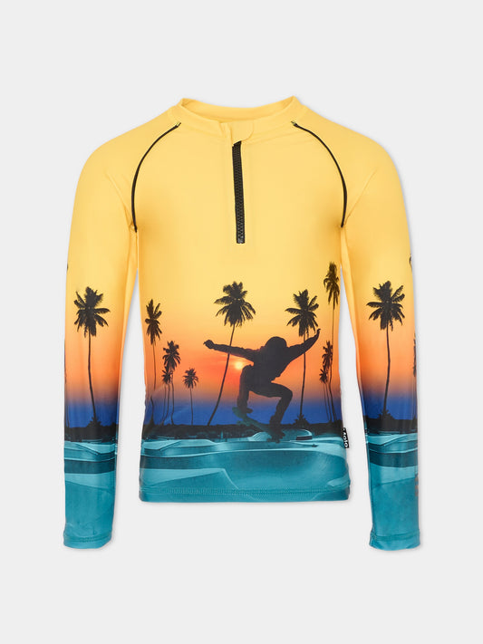 T-shirt Anti UV Noble multicolor per bambino con skate,Molo,8S26P206 5196