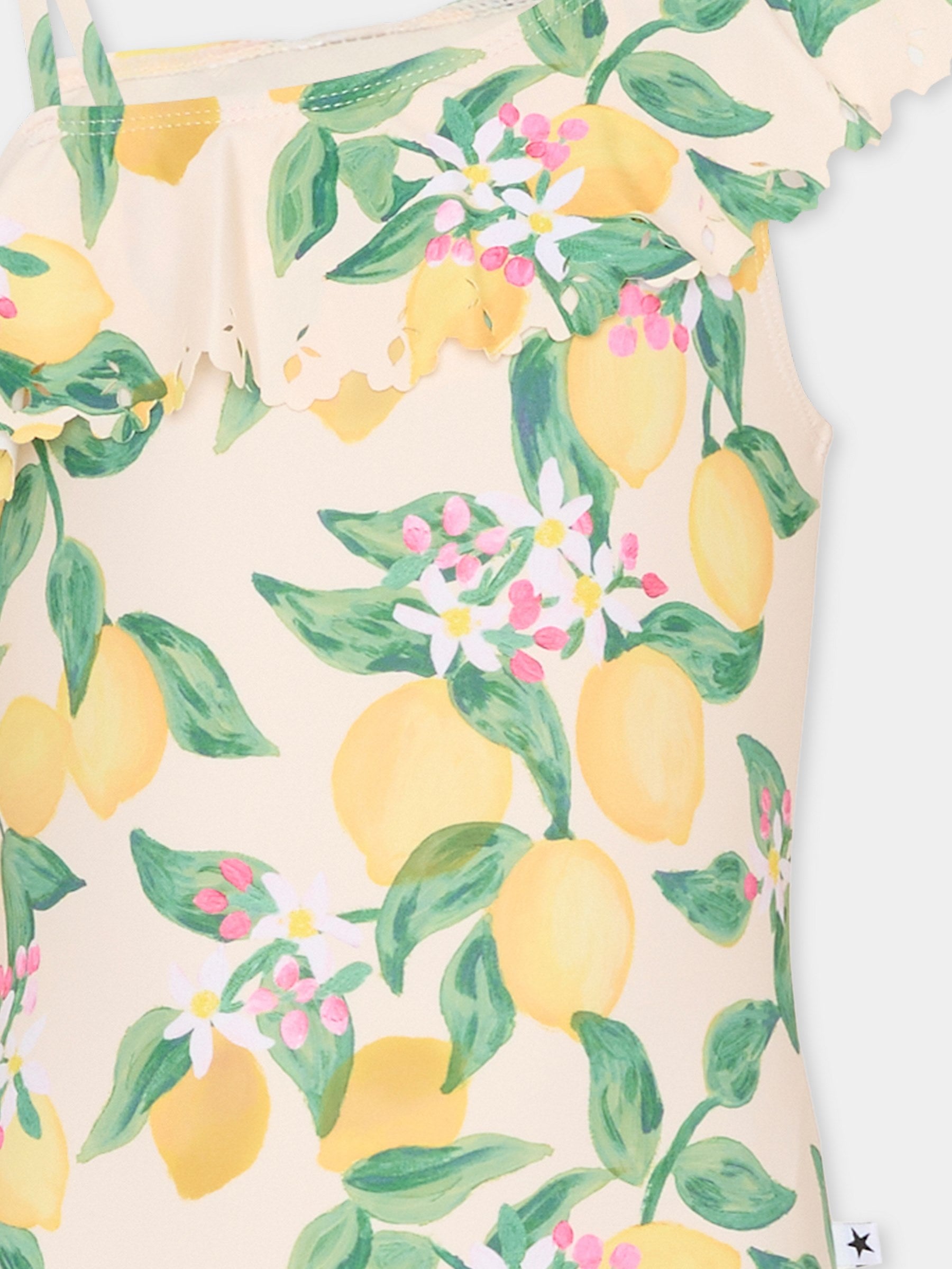 Costume intero Net multicolor per bambina con limoni,Molo,8S26P502 9505