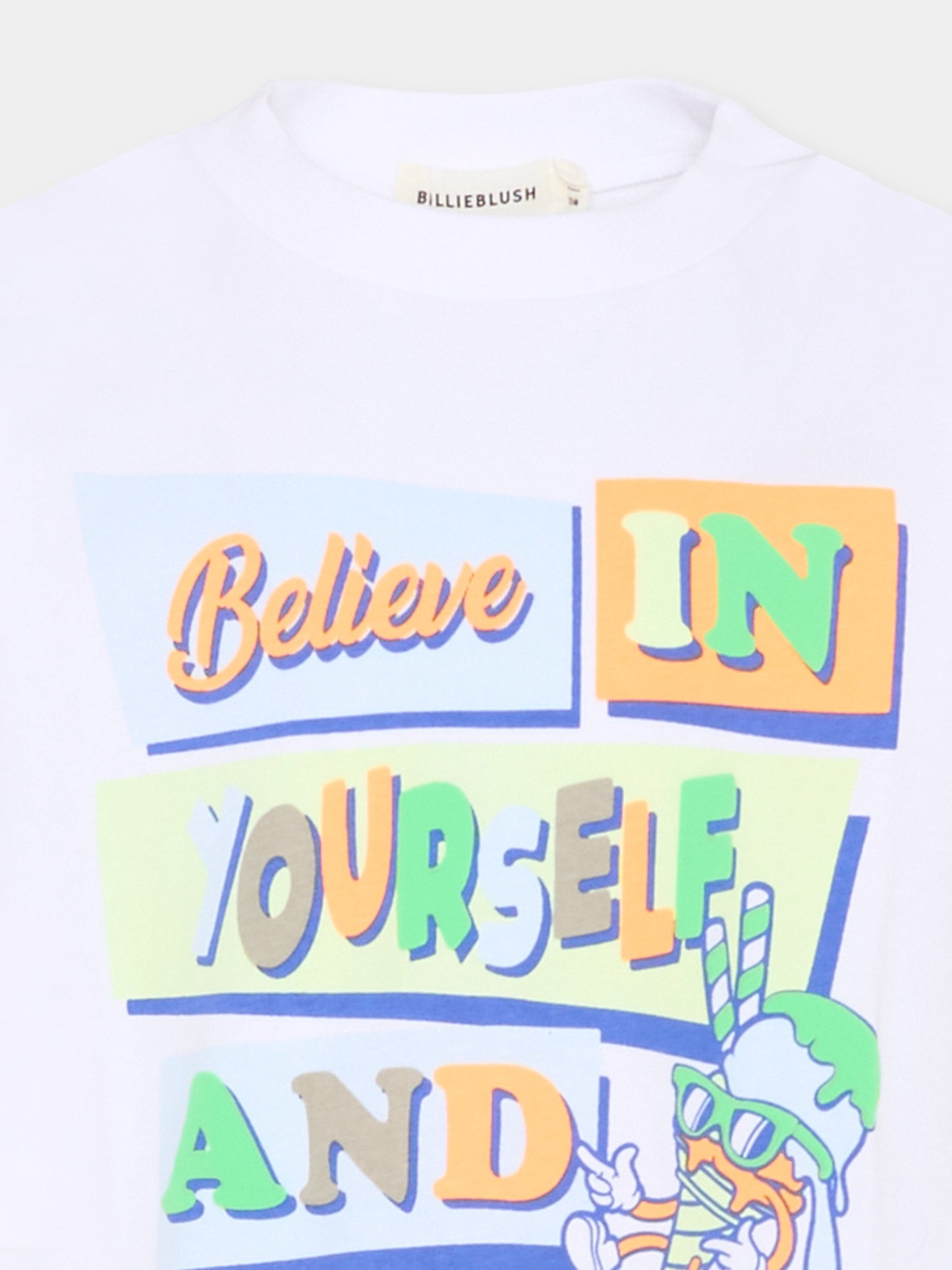 T-shirt bianca per bambino con scritta,Billieblush,U21702 10P