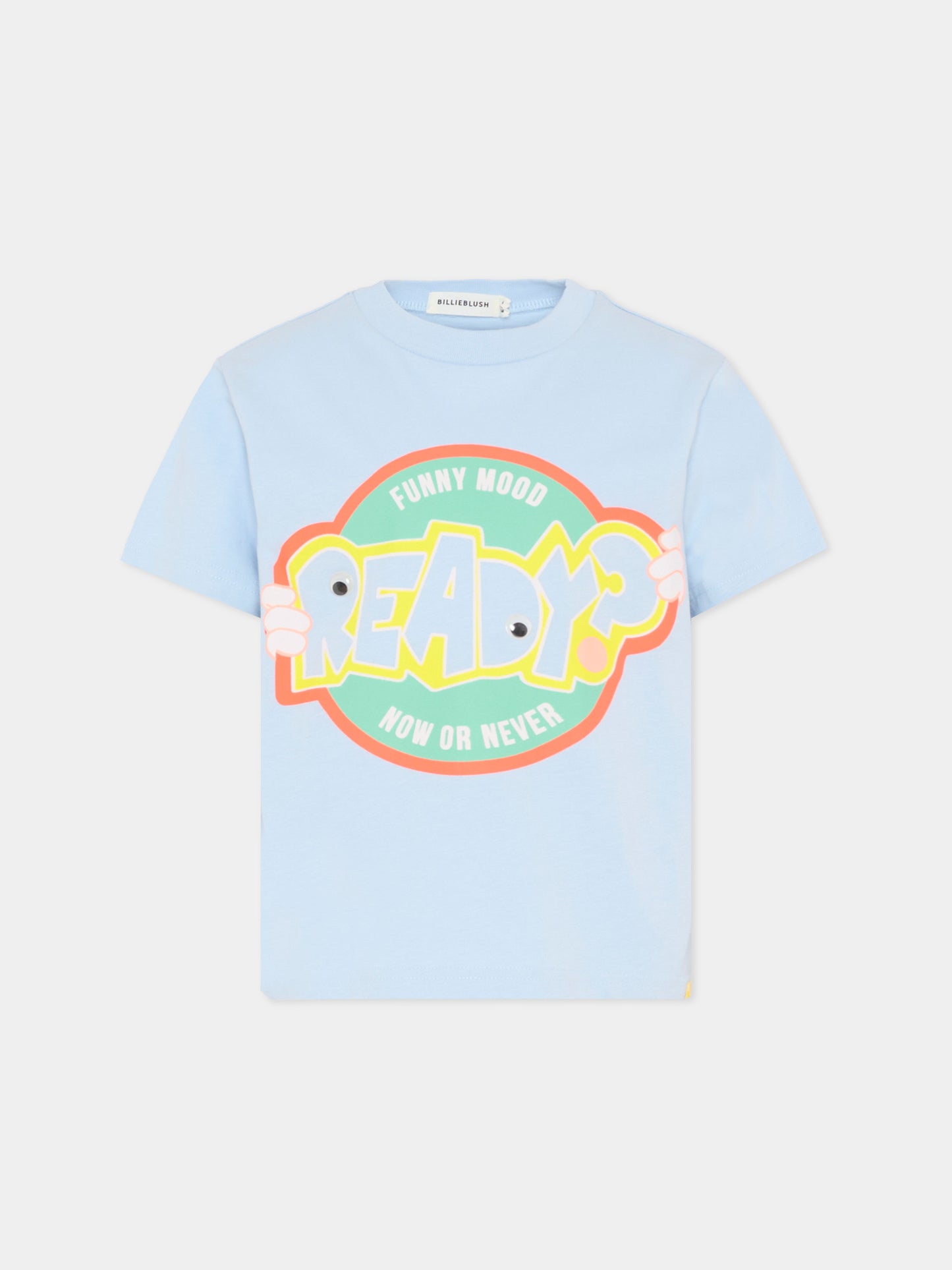 T-shirt celeste per bambino con stampa multicolor,Billieblush,U21706 79L