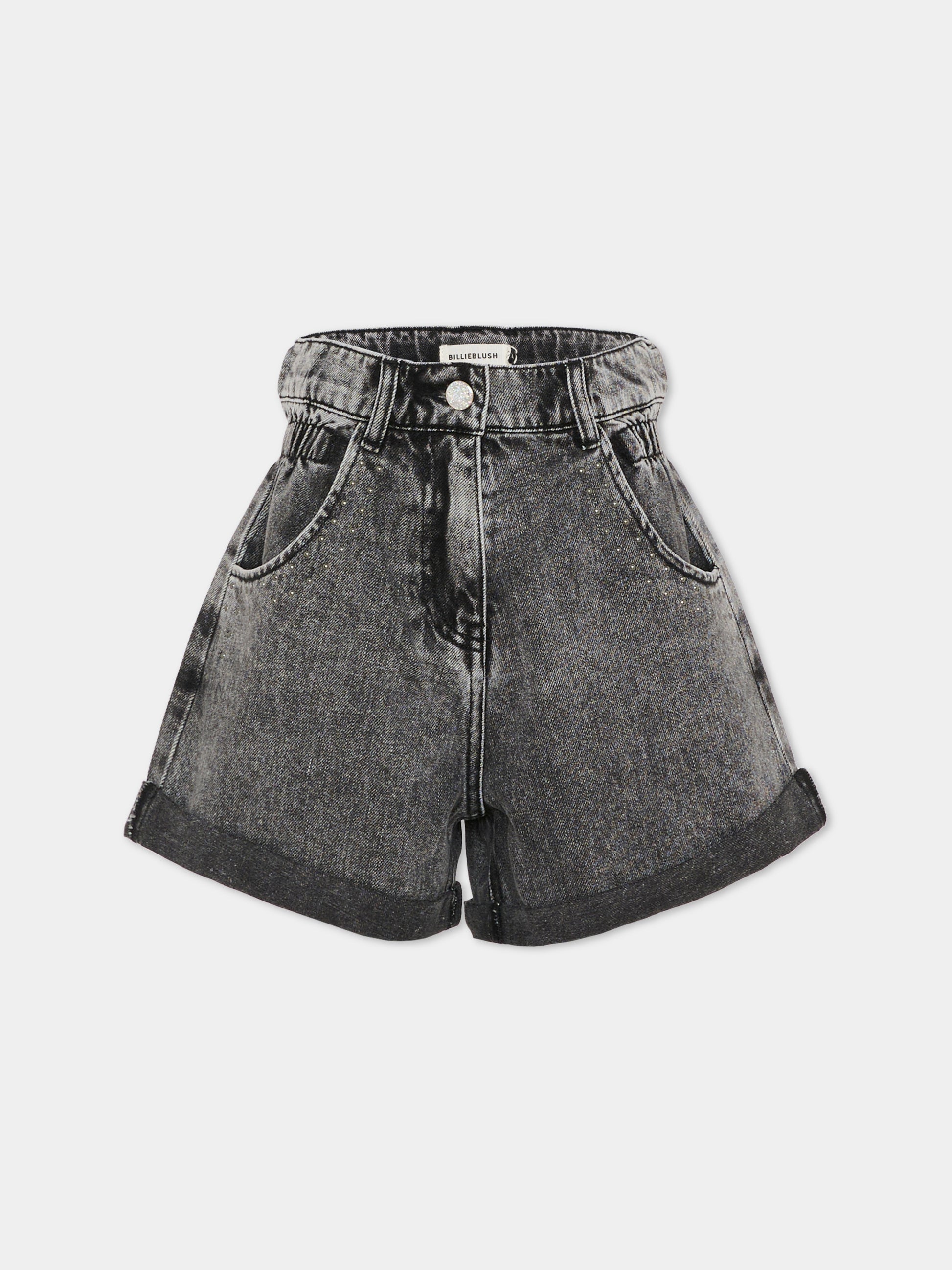 Shorts grigi per bambina con borchie,Billieblush,U21764 ZB6