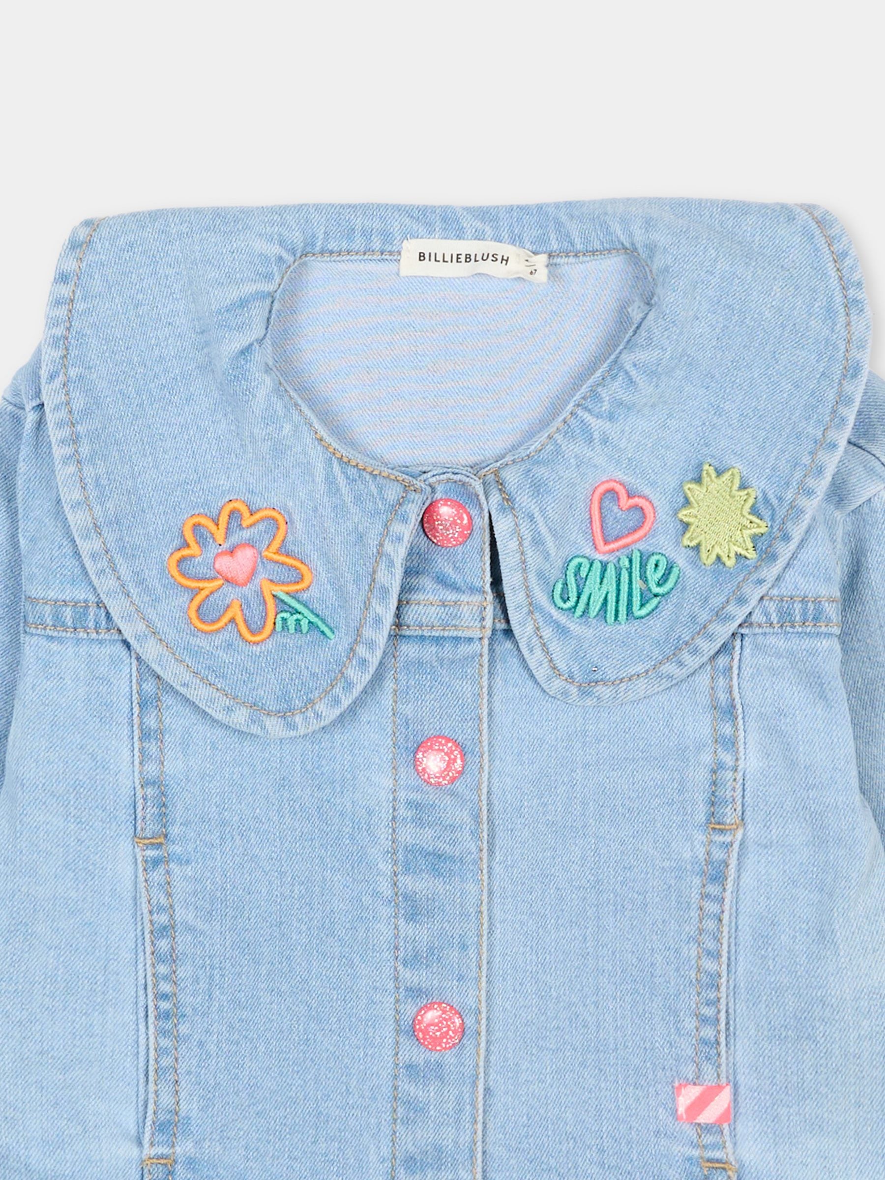 Giubbotto denim per neonata con ricami,Billieblush,U21765 Z04