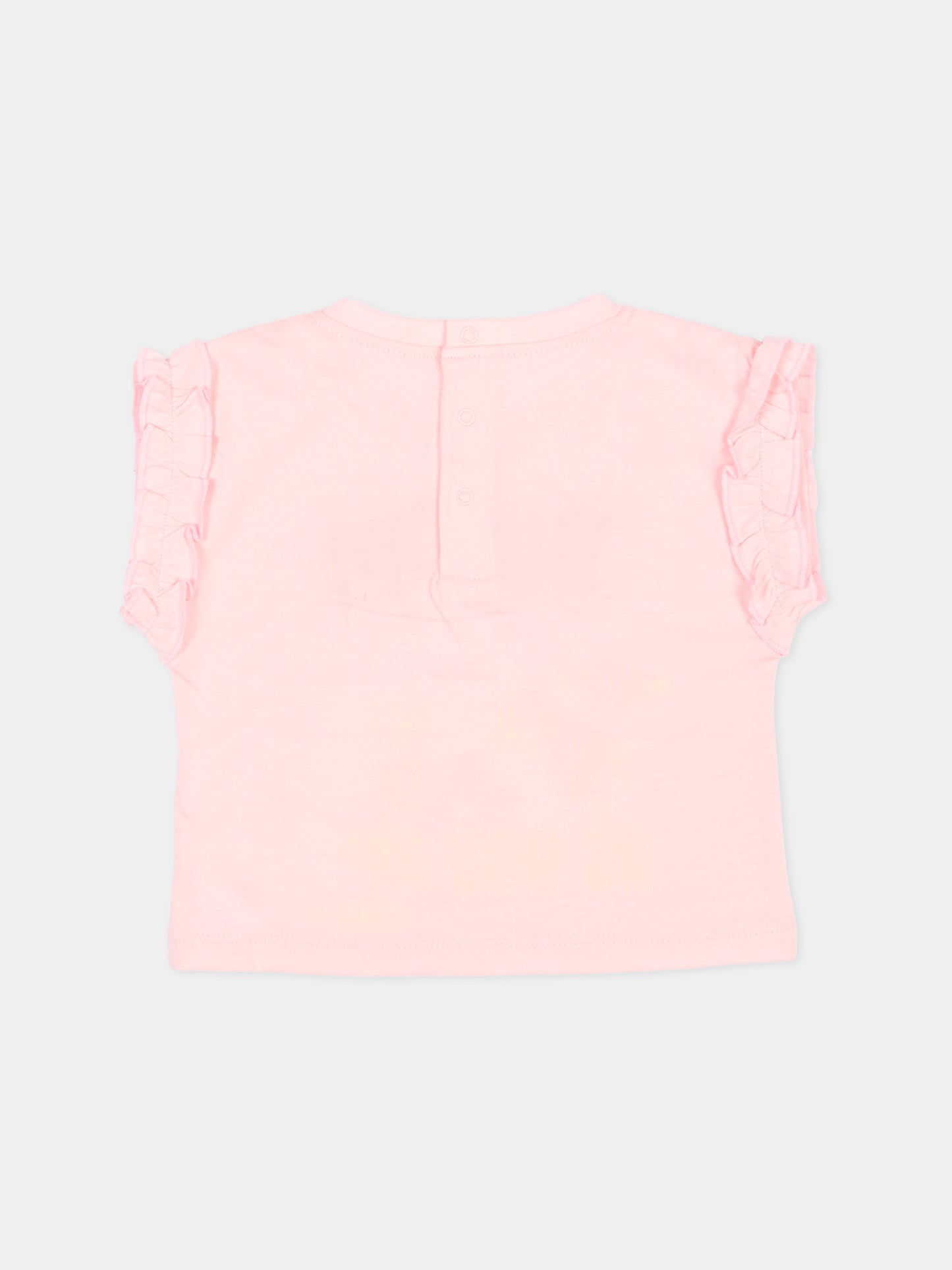 T-Shirt rosa per neonata con stampa glitter,Billieblush,U21776 44L