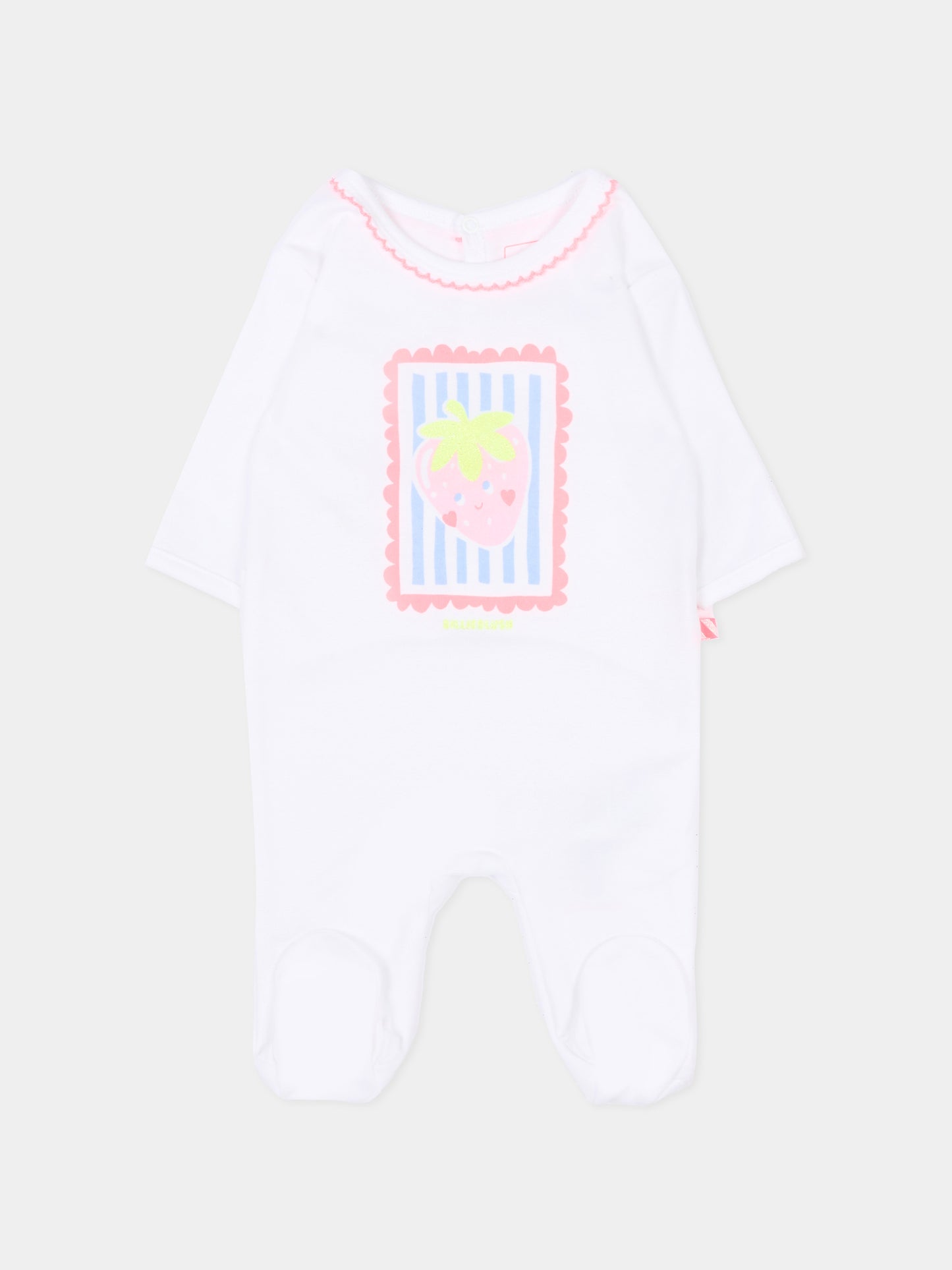 Tutina bianca per neonata con fragola,Billieblush,U21808 10P