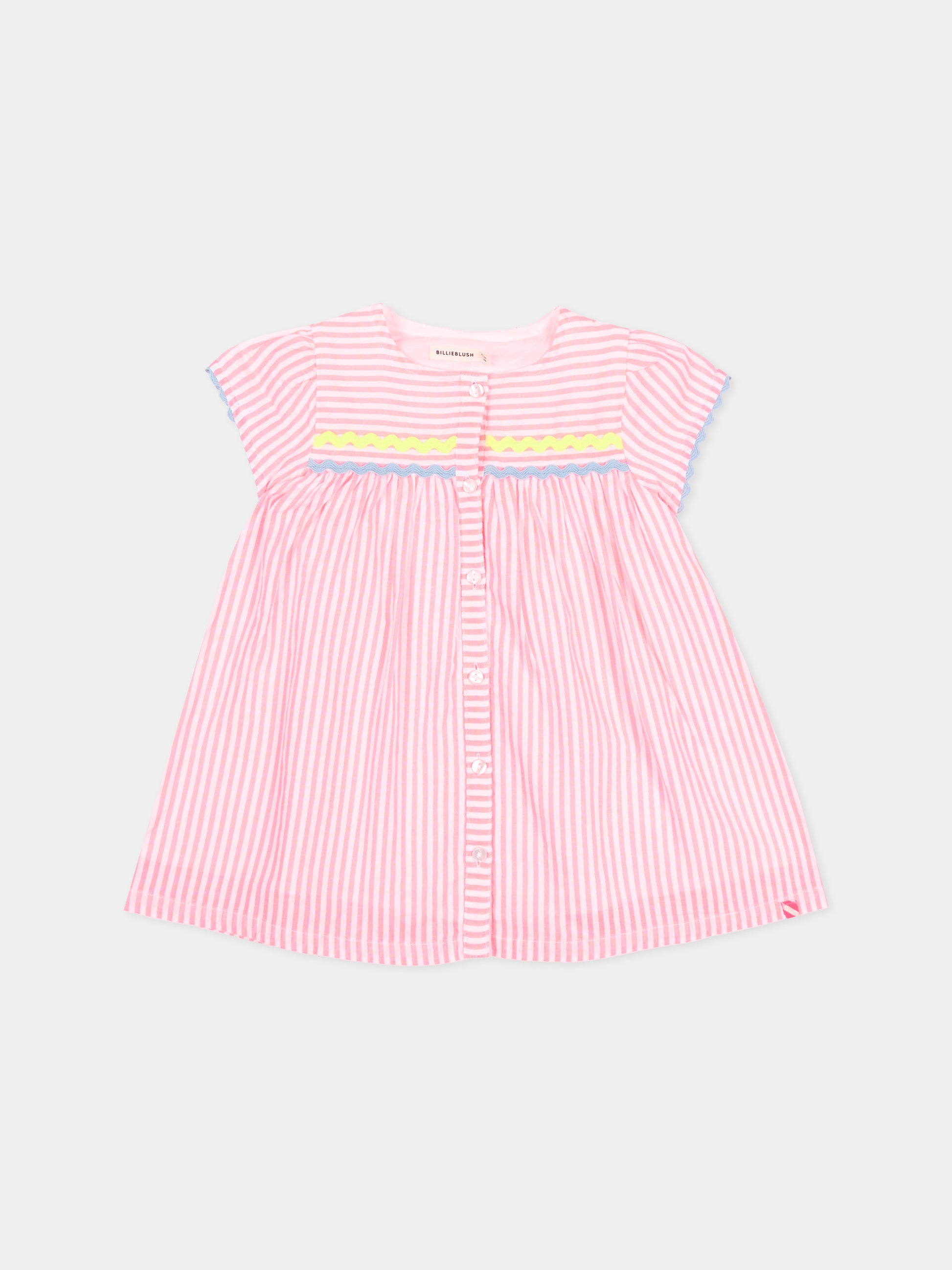 Vestito rosa a righe per neonata,Billieblush,U21810 S21
