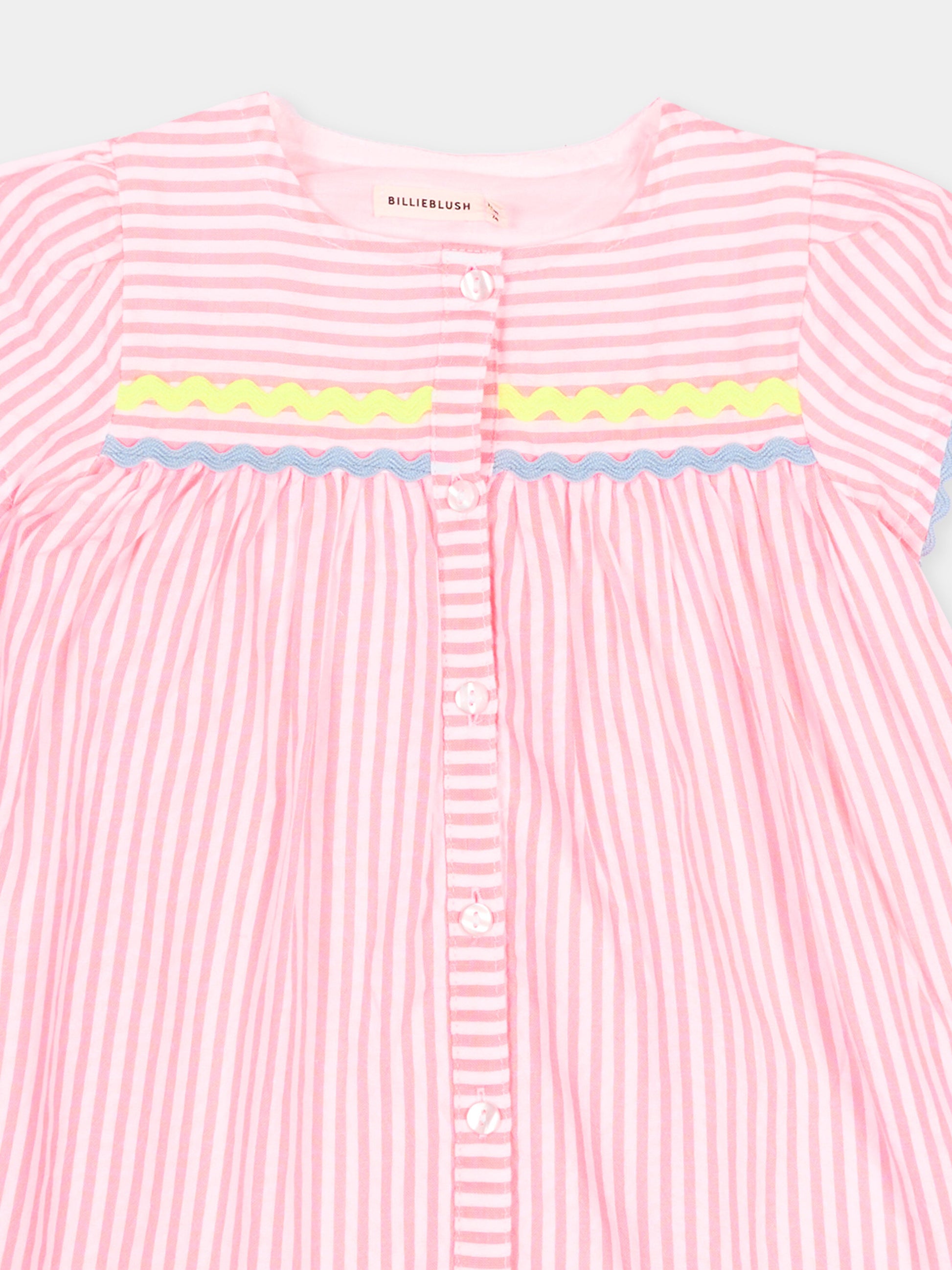 Vestito rosa a righe per neonata,Billieblush,U21810 S21