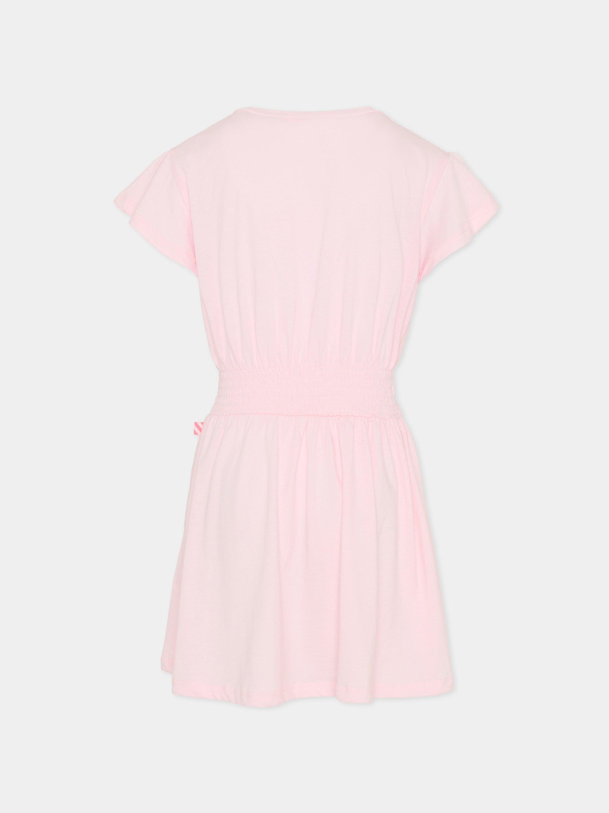 Vestito rosa per bambina con scritta e paillettes,Billieblush,U21828 44L