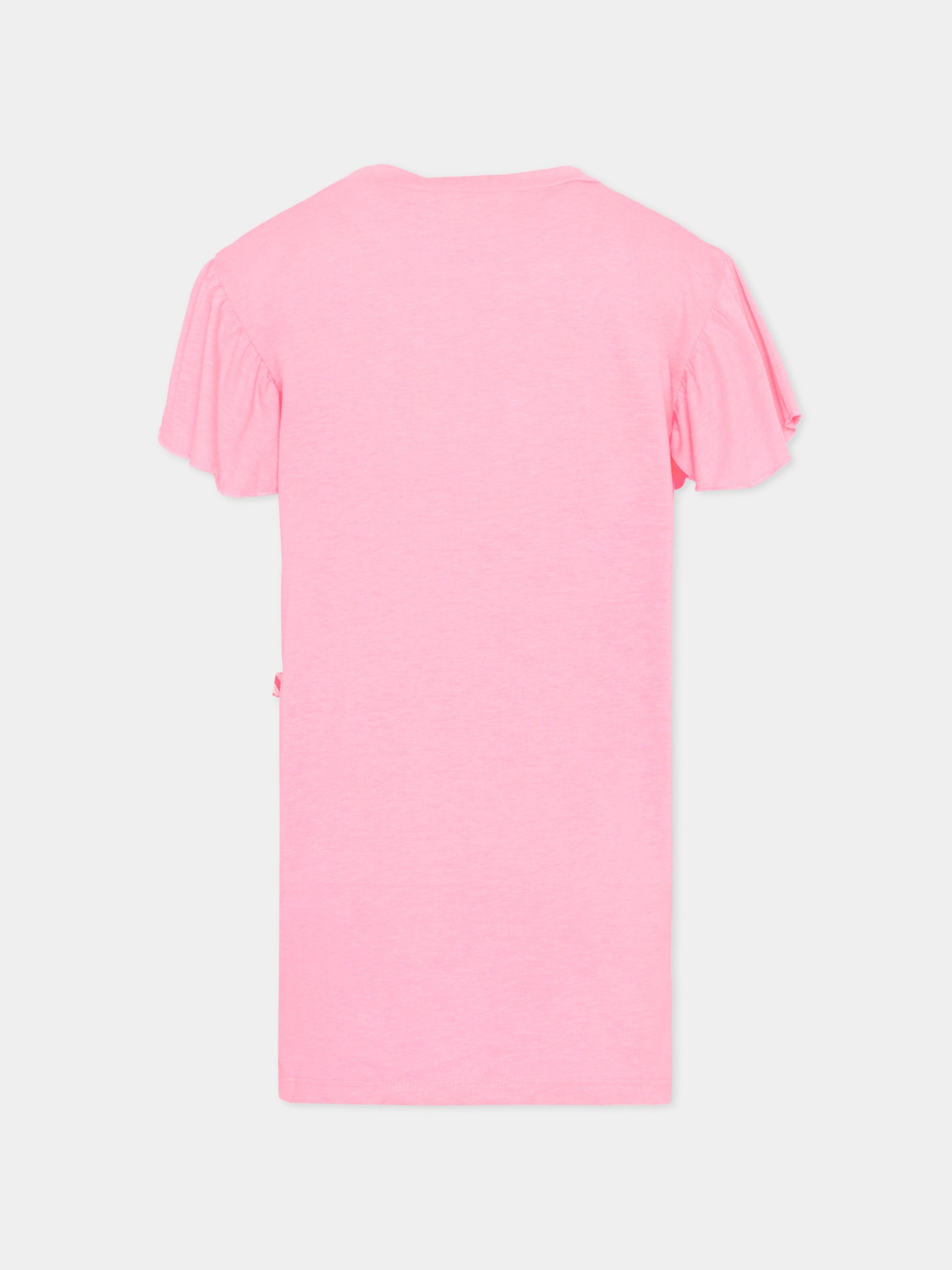 Vestito fucsia per bambina con cuore paillettes,Billieblush,U21831 499