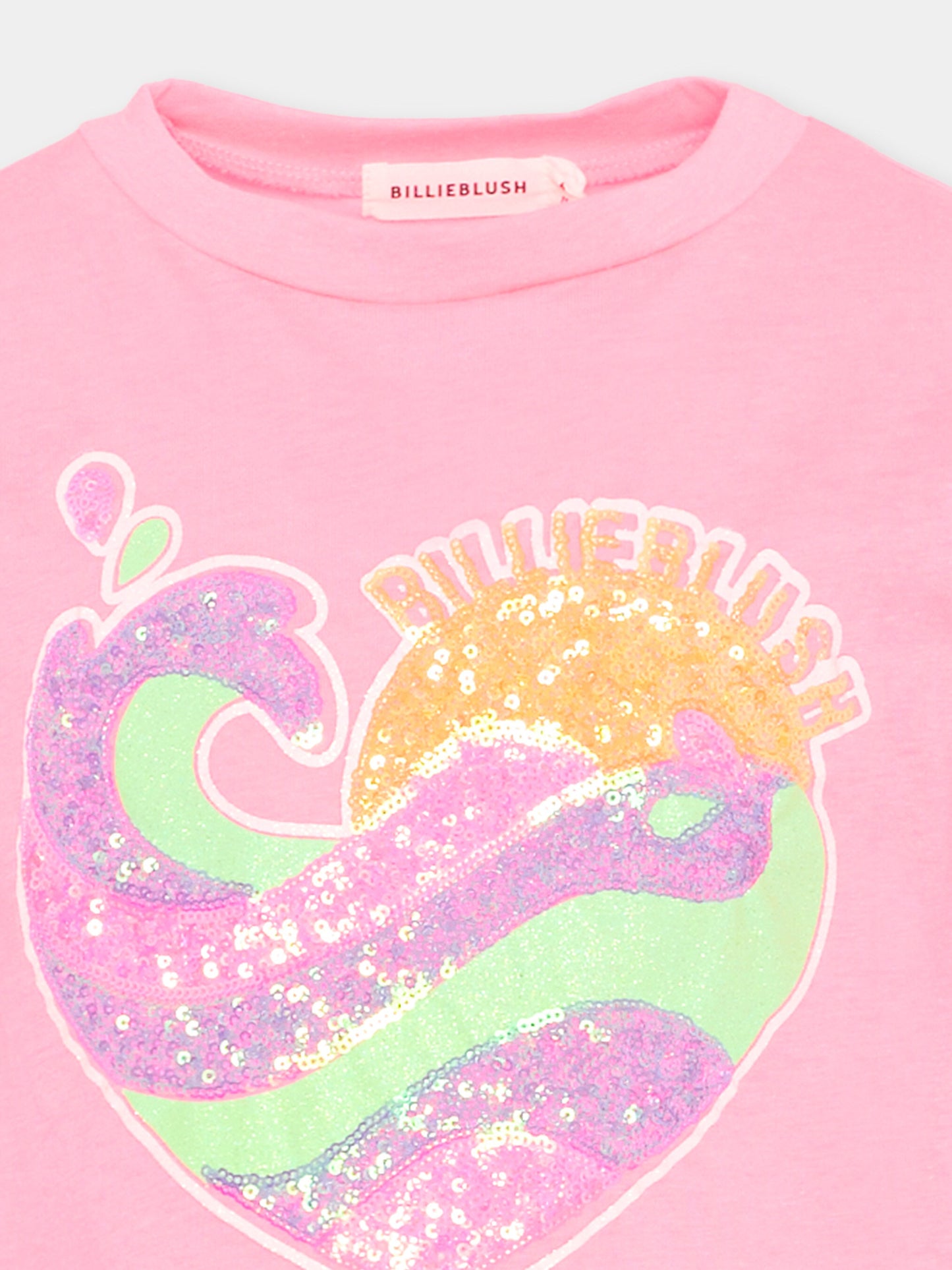 Vestito fucsia per bambina con cuore paillettes,Billieblush,U21831 499