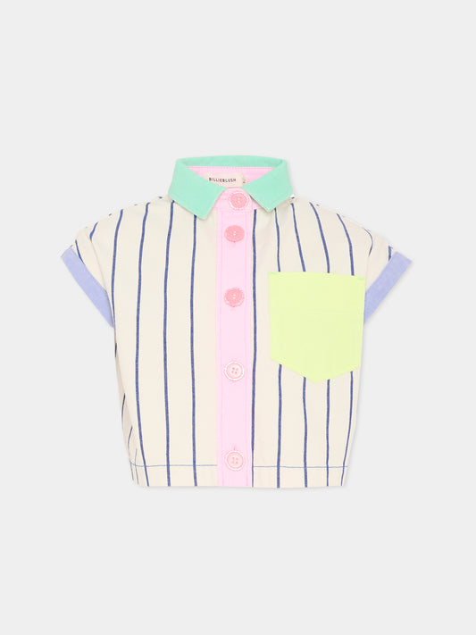 Camicia multicolor per bambina a righe,Billieblush,U21858 N48