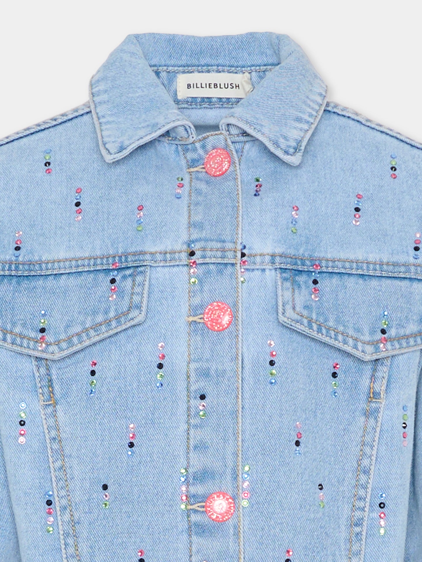Giubbotto di jeans denim per bambina con strass,Billieblush,U21902 Z18