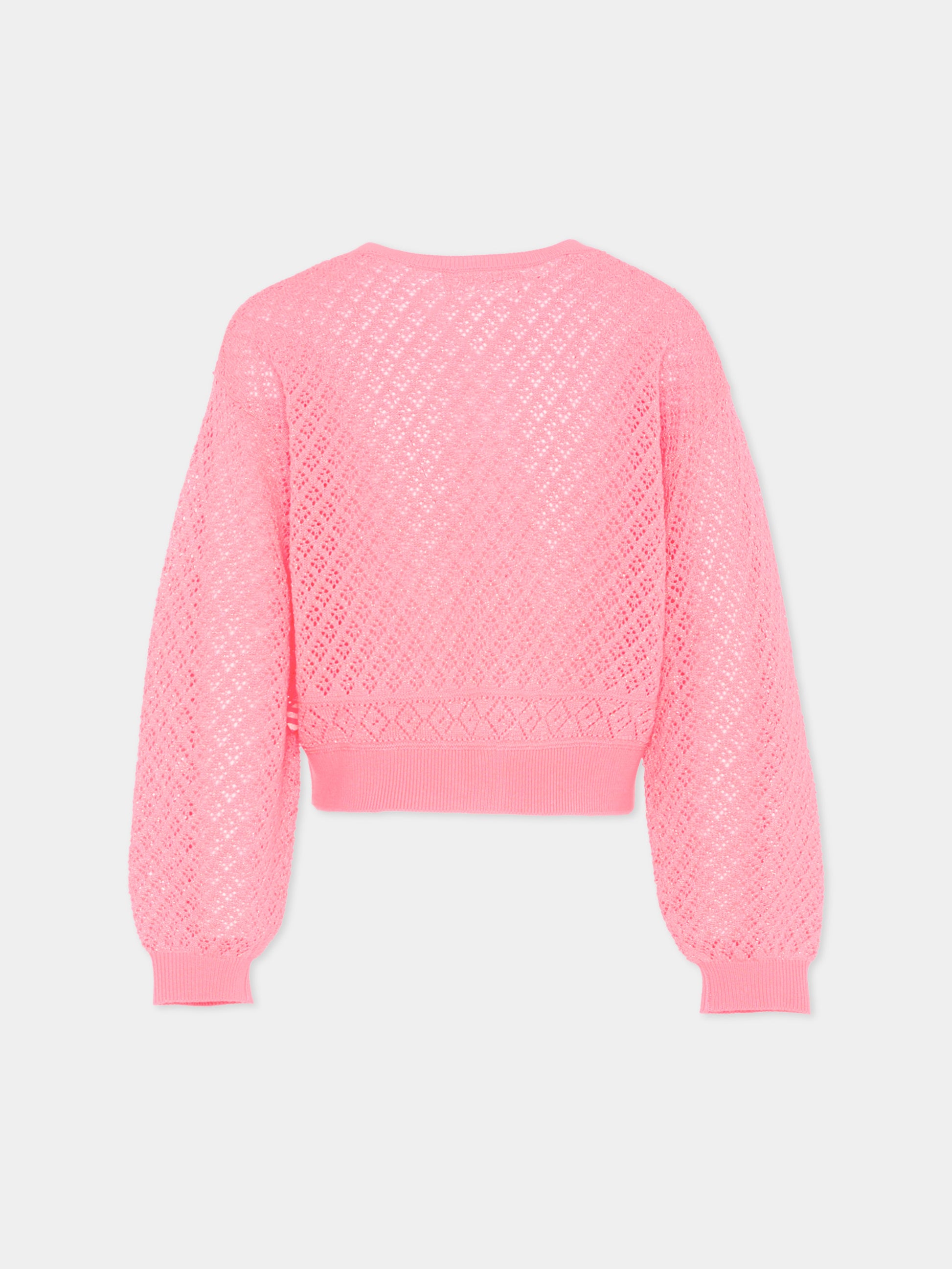 Cardigan rosa per bambina traforato,Billieblush,U21911 499