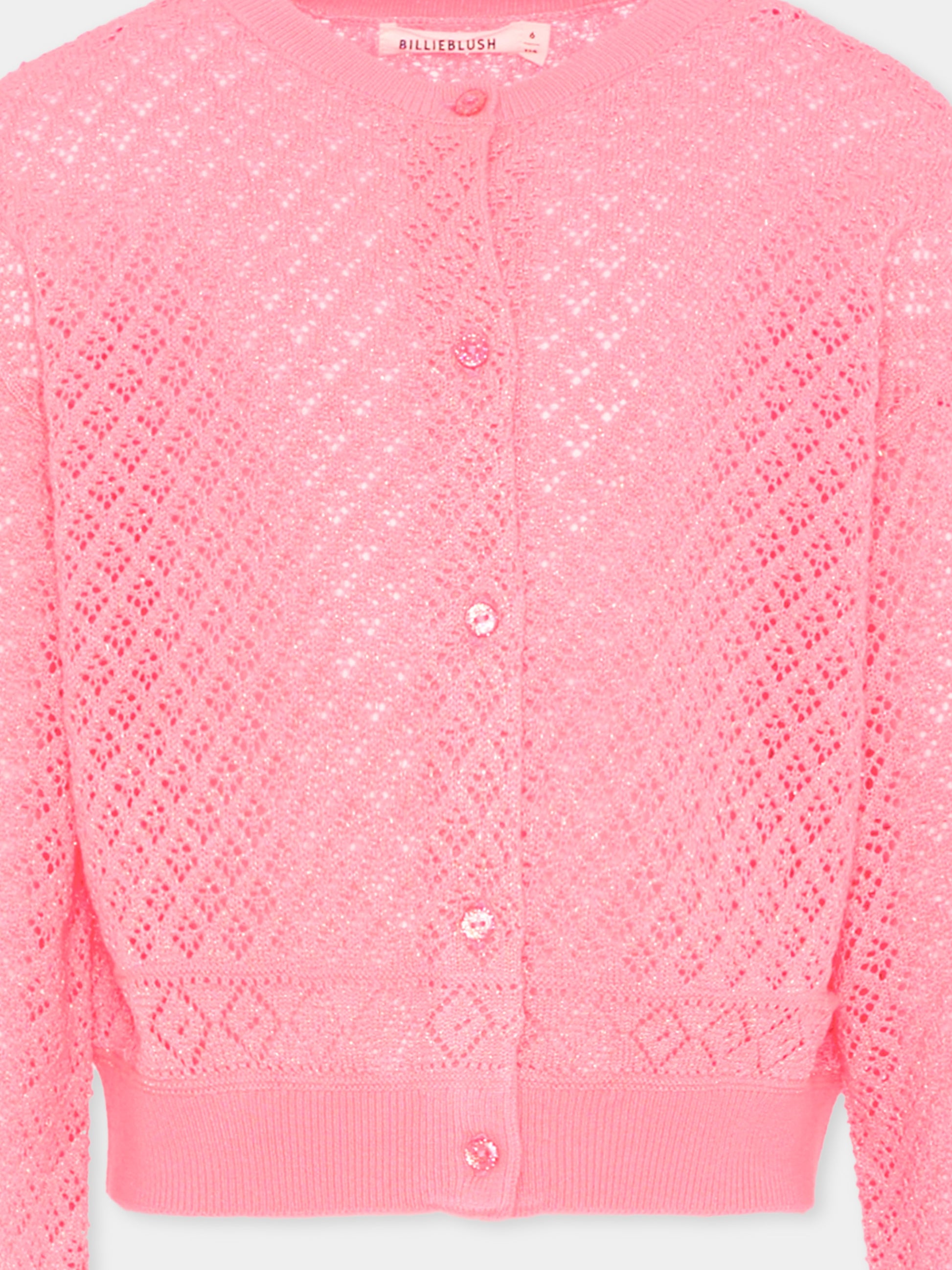 Cardigan rosa per bambina traforato,Billieblush,U21911 499
