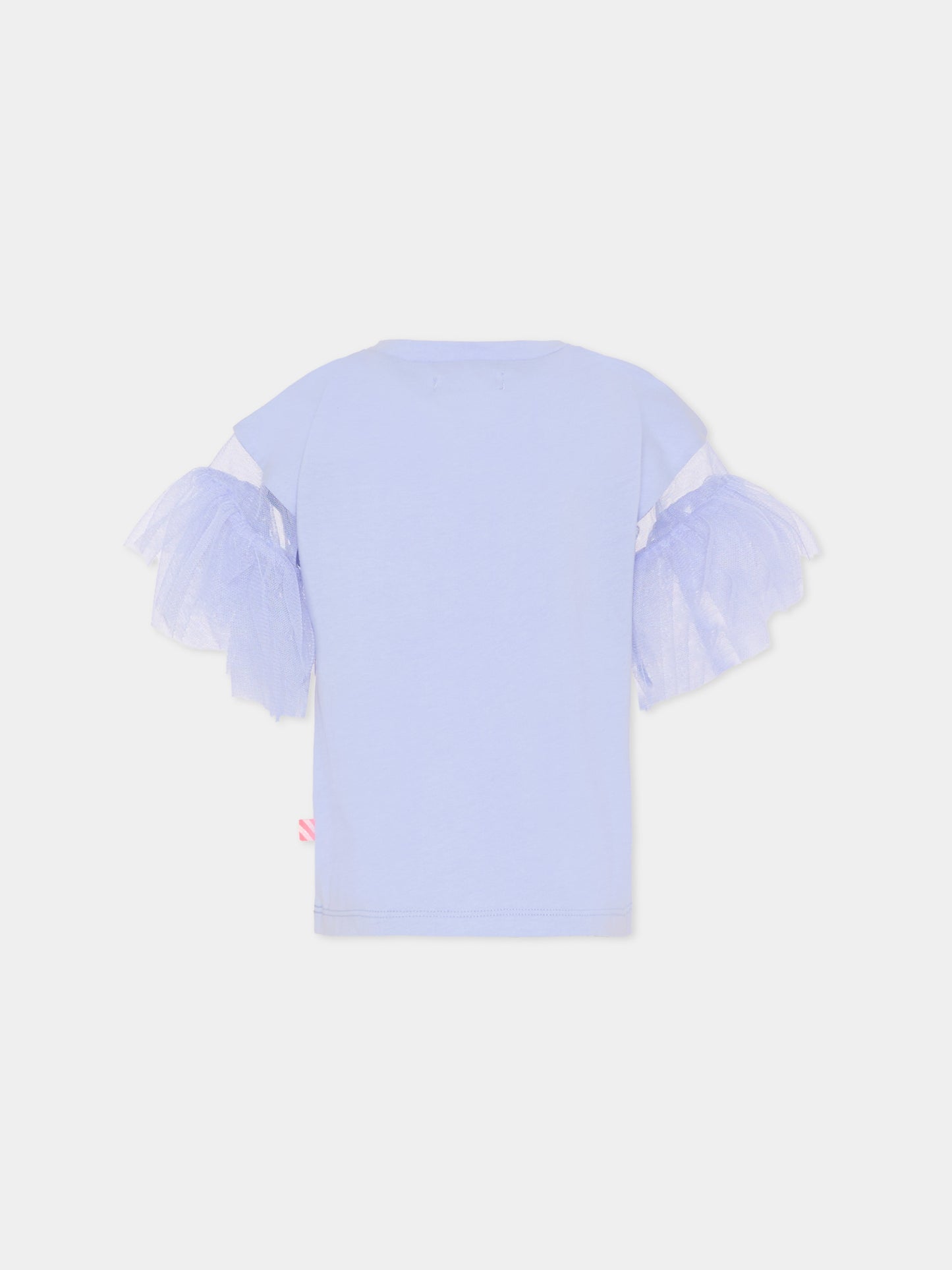 T-shirt lilla per bambina con scritta di paillettes,Billieblush,U21929 81S