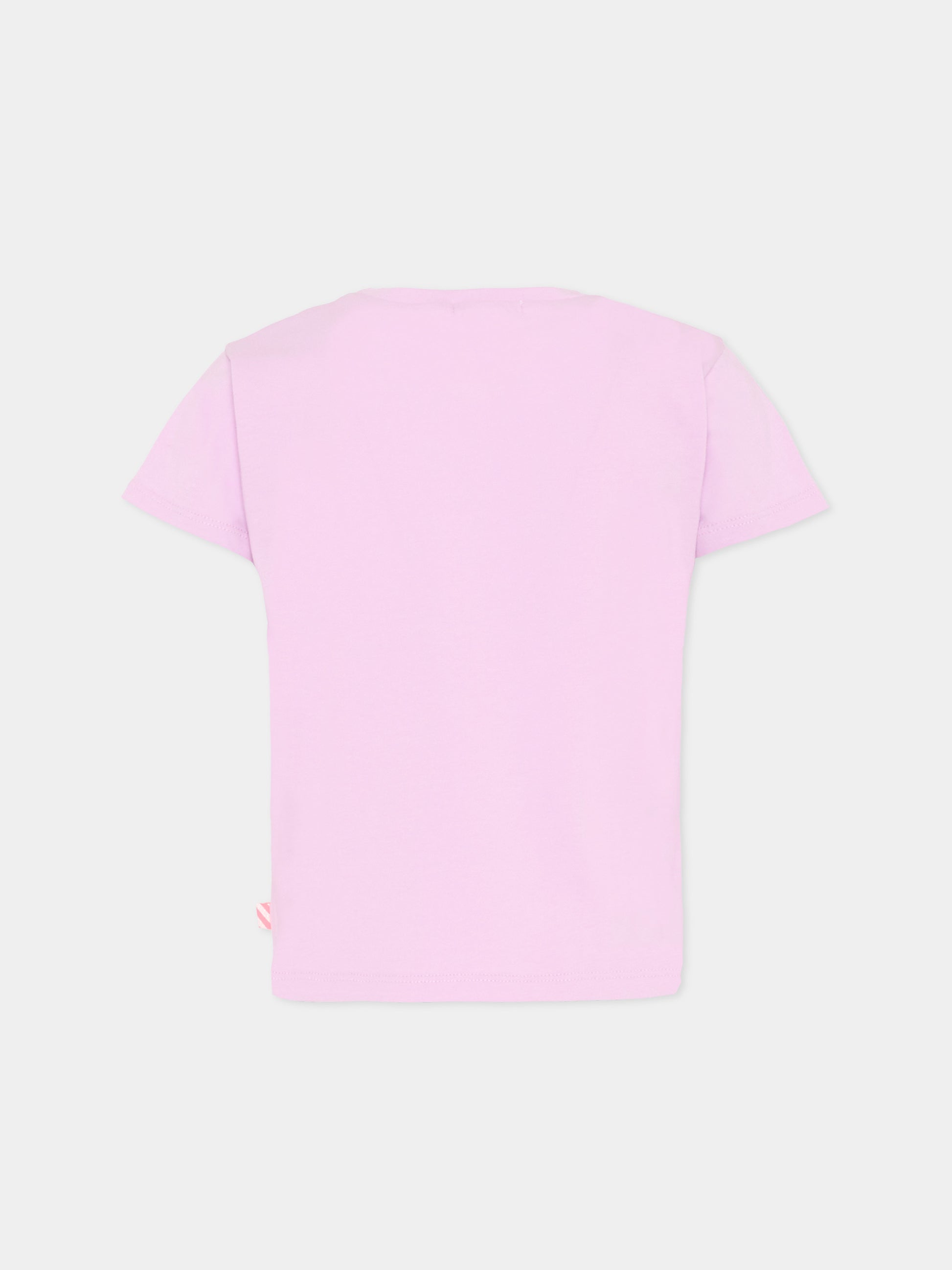 T-Shirt lilla per bambina con stampa glitterata,Billieblush,U21947 929