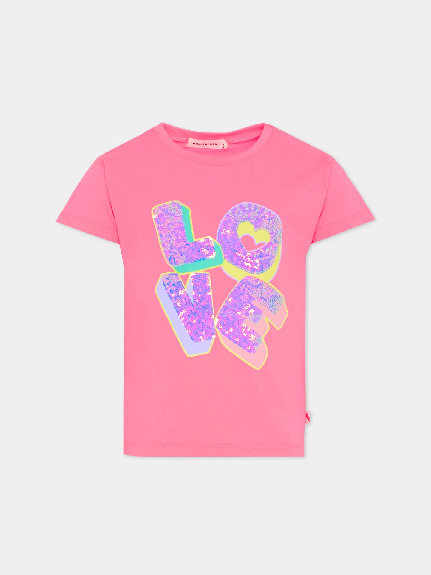 T-shirt rosa per bambina con scritta,Billieblush,U21957 499