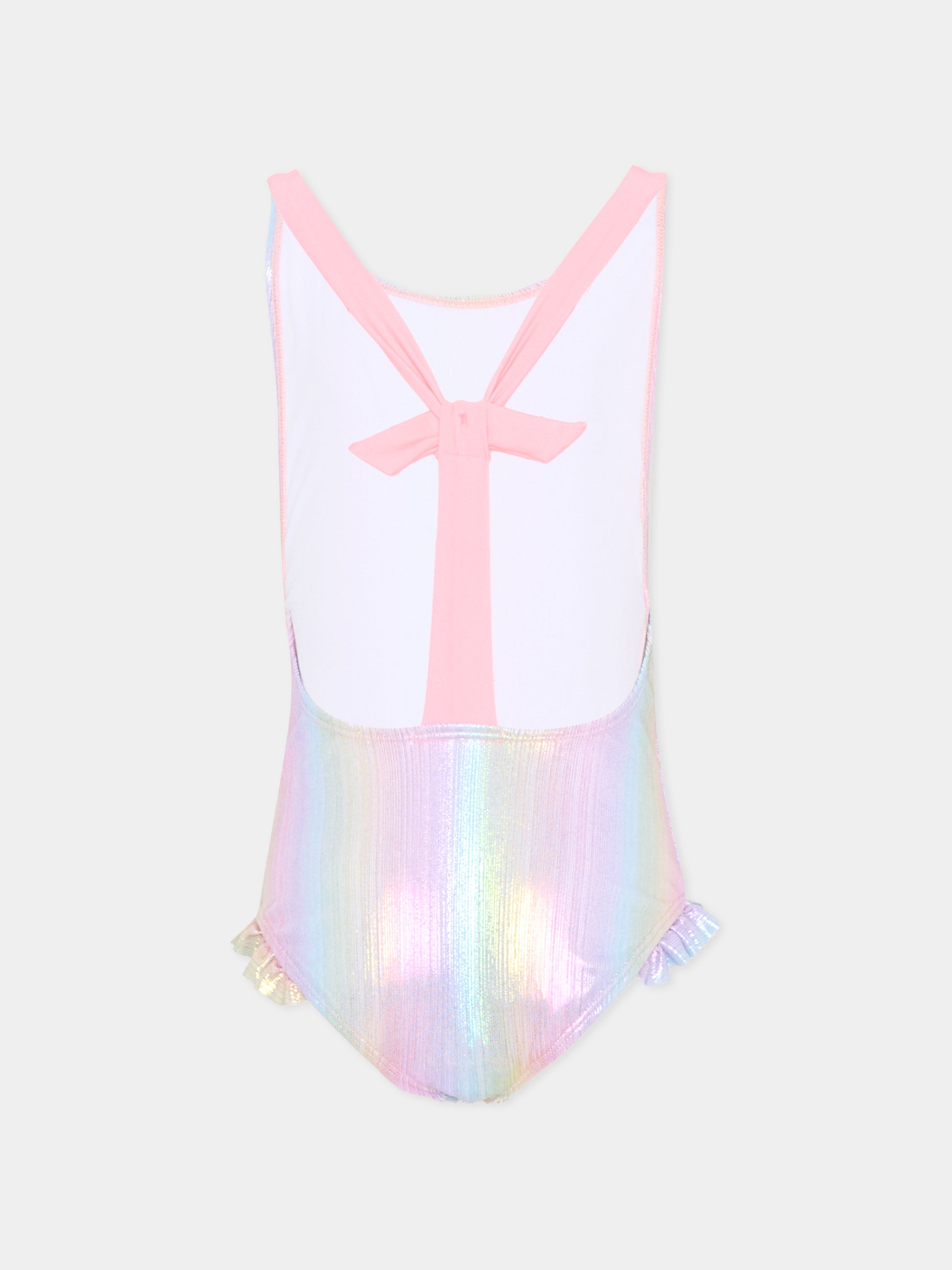 Costume intero multicolor per bambina con fiocco,Billieblush,U21964 Z41