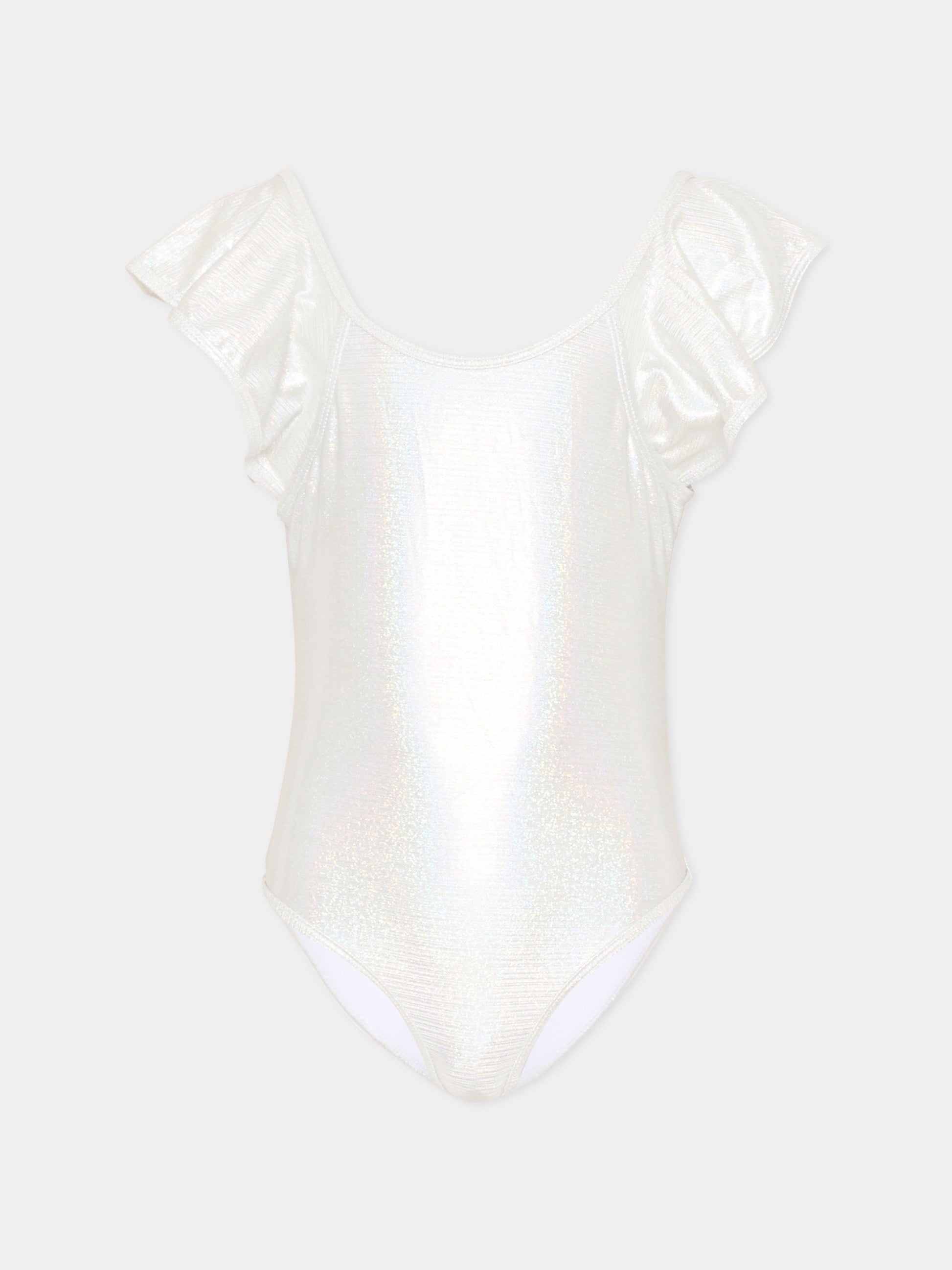 Costume intero argento per bambina con rouches,Billieblush,U21970 Z94