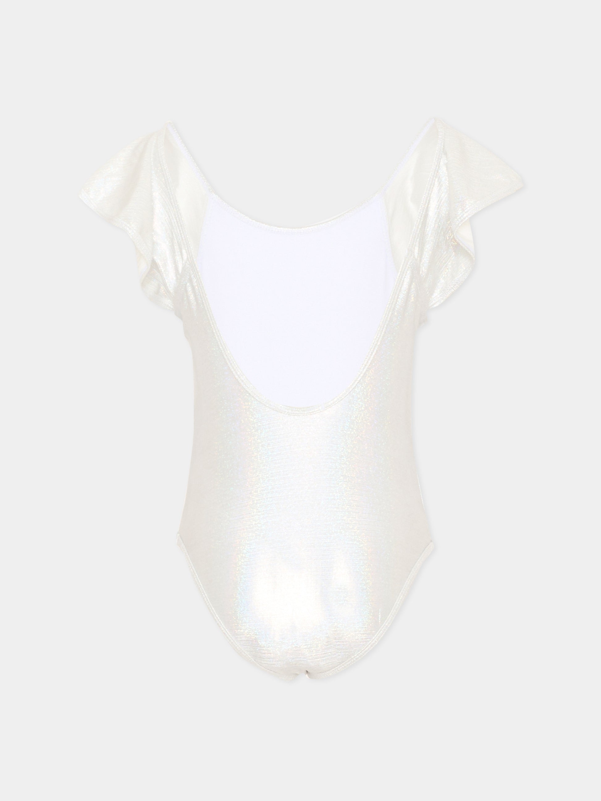 Costume intero argento per bambina con rouches,Billieblush,U21970 Z94