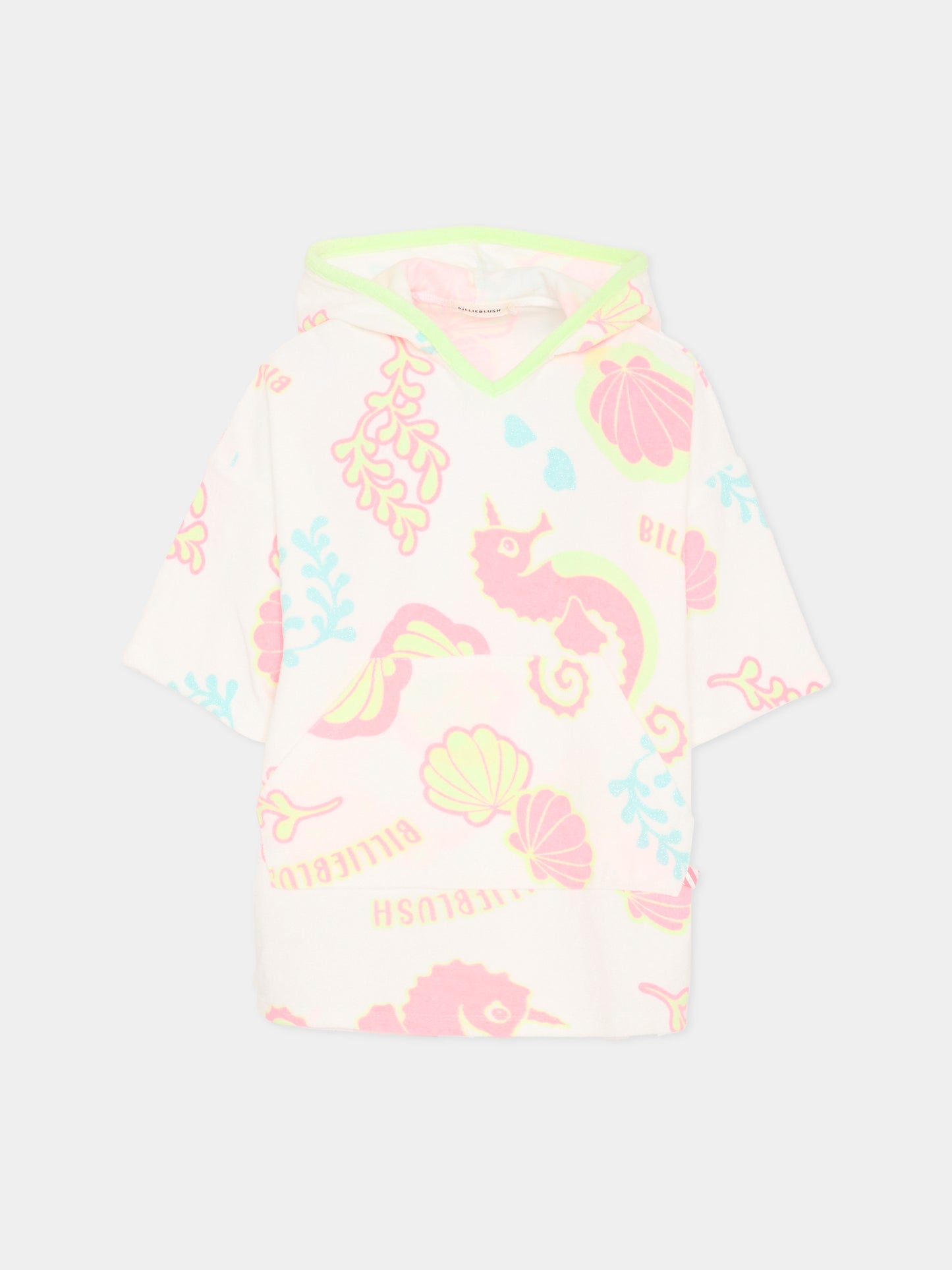 Accappatoio multicolor per bambina con cavallucci marini,Billieblush,U21973 148