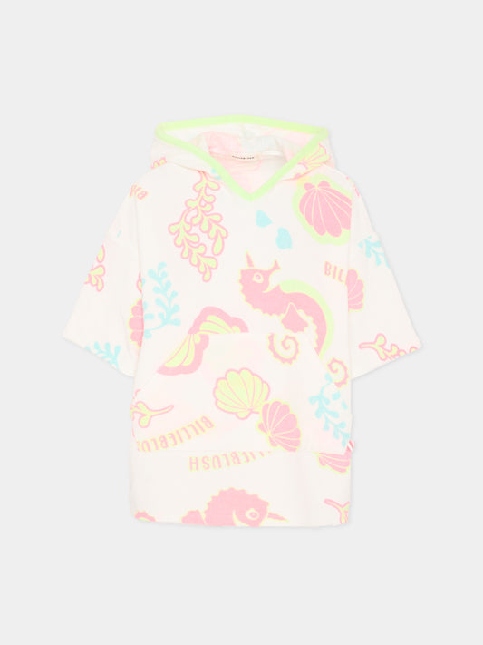 Accappatoio multicolor per bambina con cavallucci marini,Billieblush,U21973 148