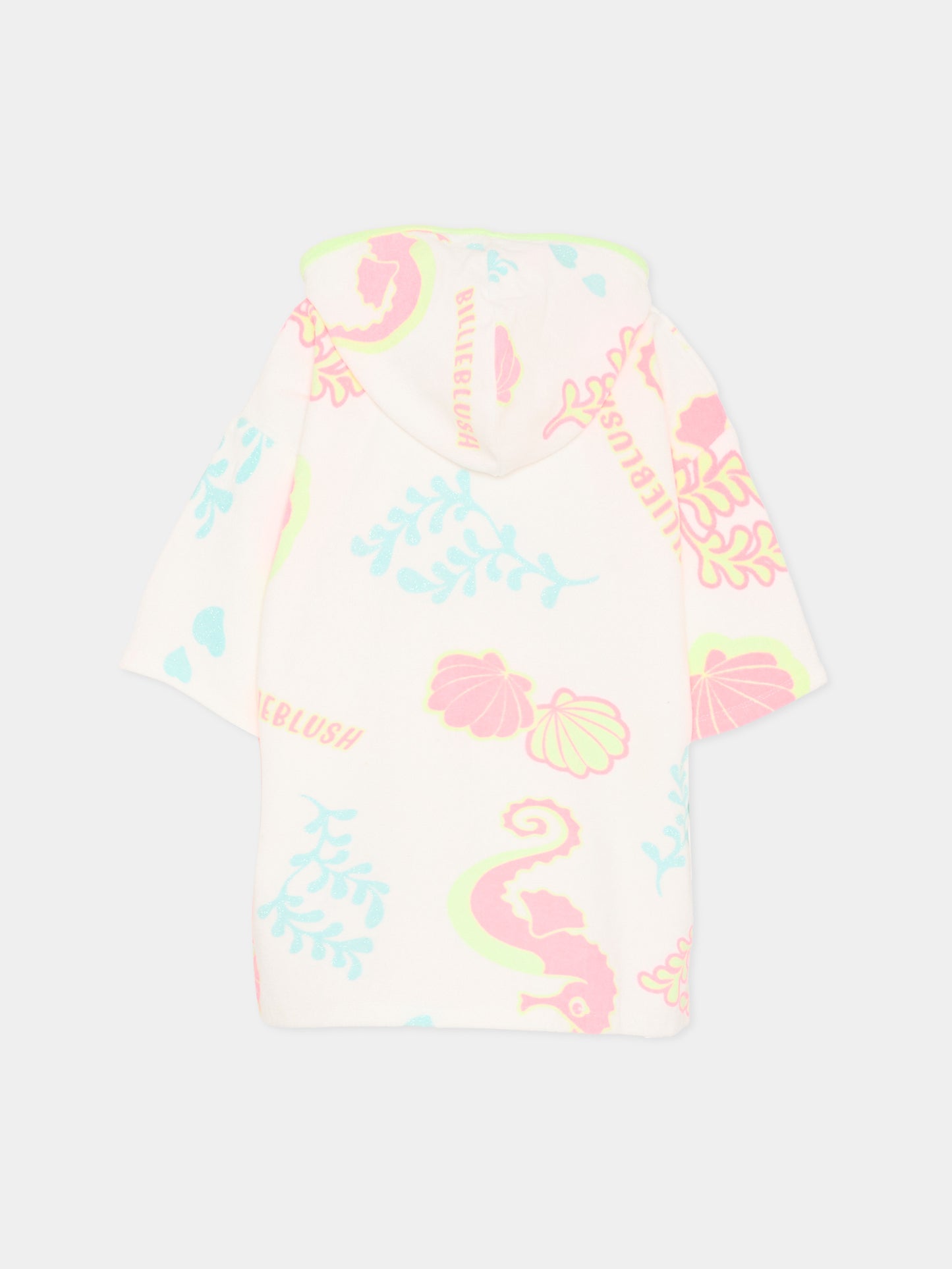 Accappatoio multicolor per bambina con cavallucci marini,Billieblush,U21973 148