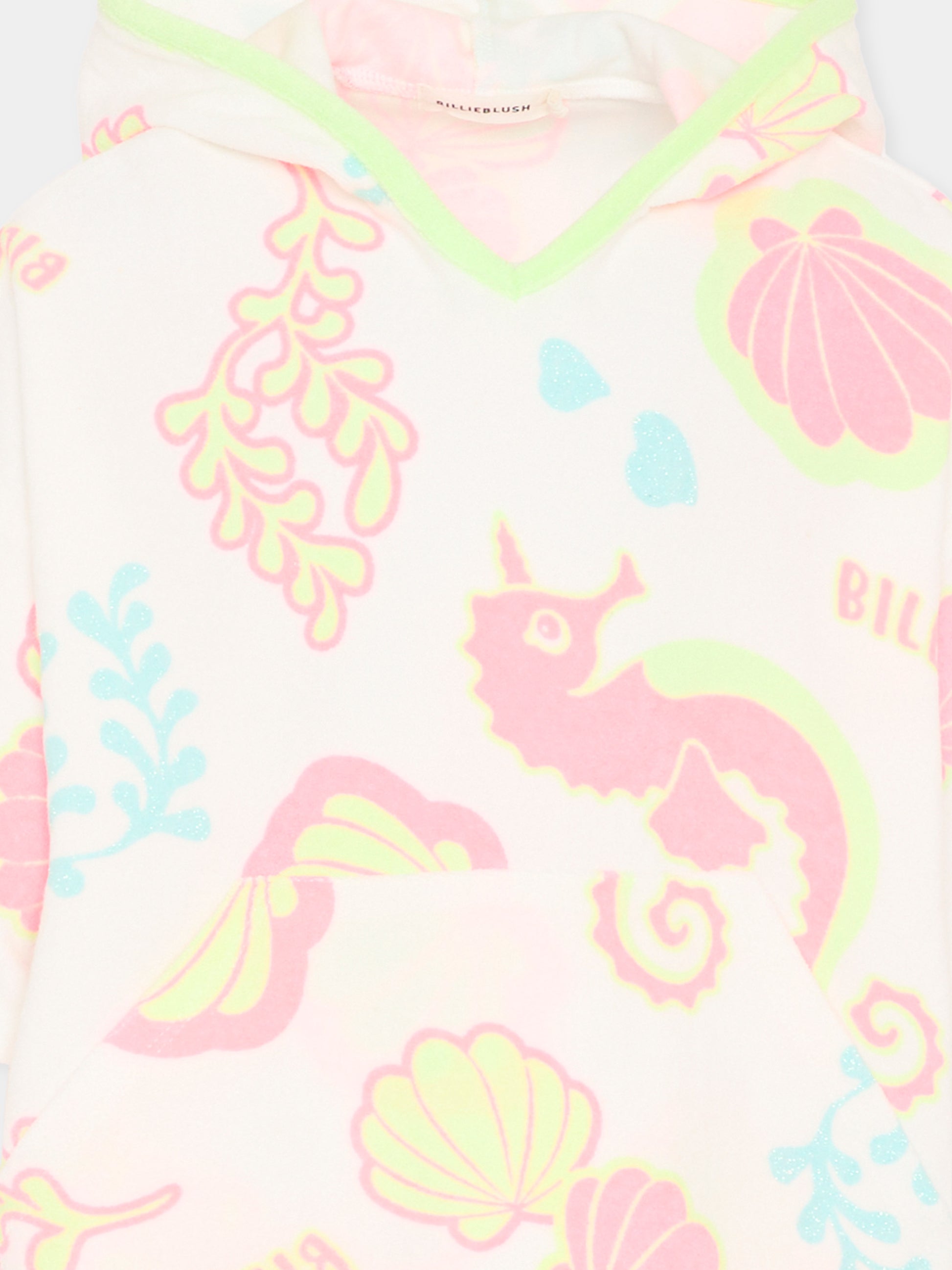Accappatoio multicolor per bambina con cavallucci marini,Billieblush,U21973 148