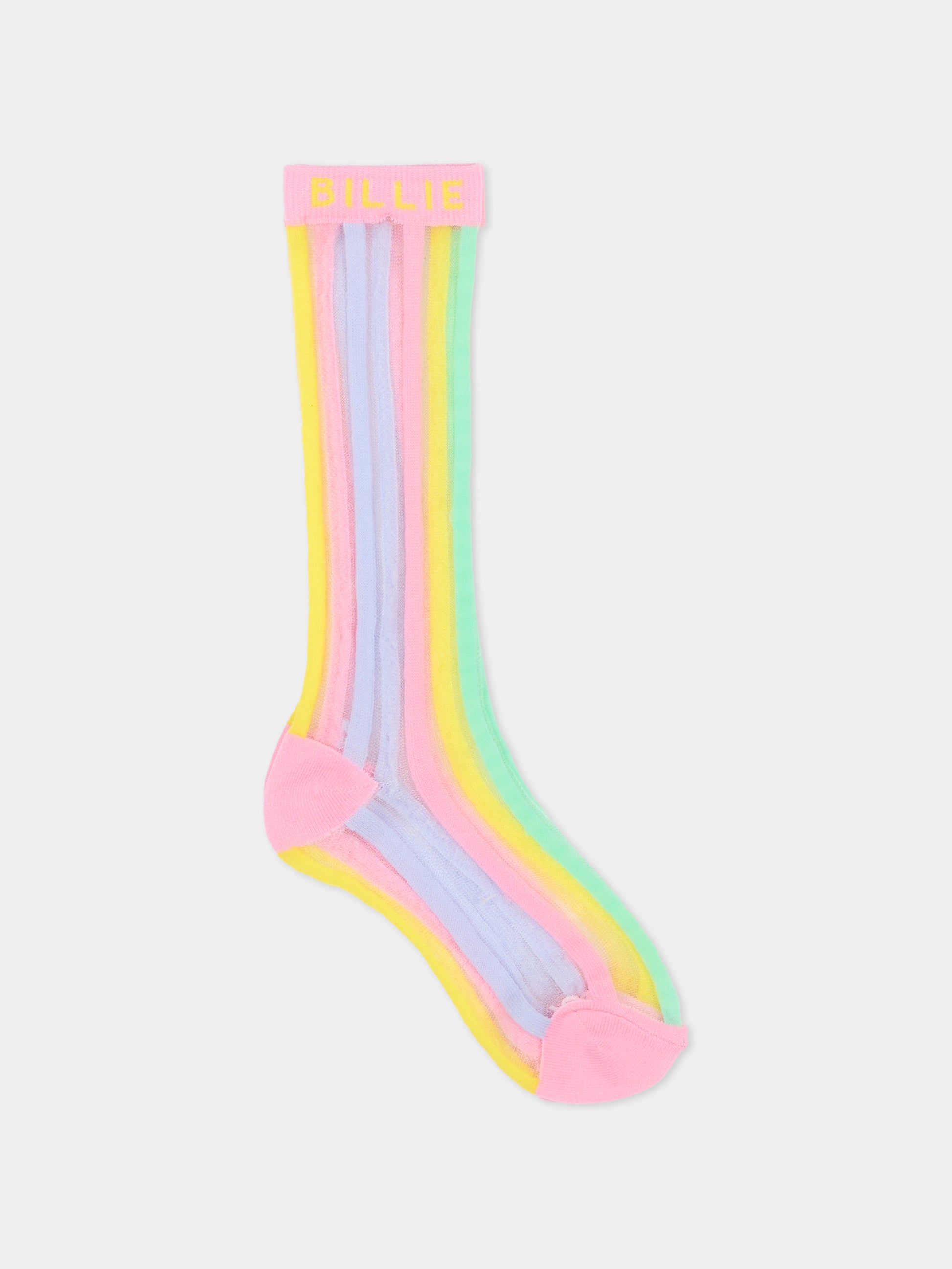 Calzini multicolor per bambina con logo,Billieblush,U22030 46N