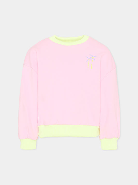 Felpa rosa per bambina con stampa palme,Billieblush,U22102 46N