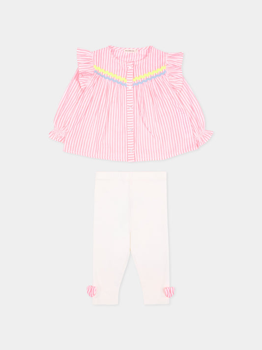Completo sportivo multicolor per neonata a righe,Billieblush,U22114 S21