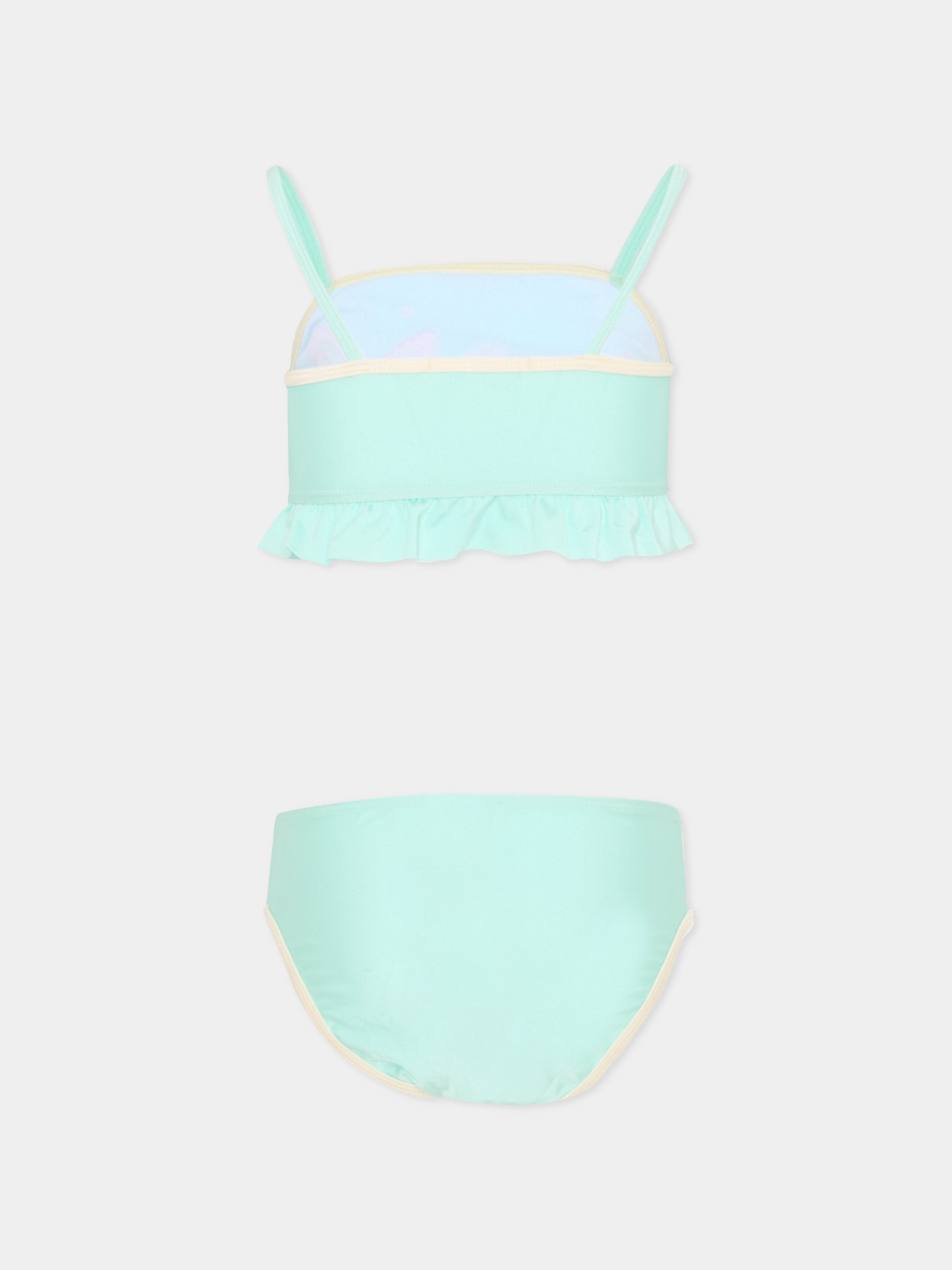Slip e bikini azzurro per bambina con stelle marine,Billieblush,U22157 76G